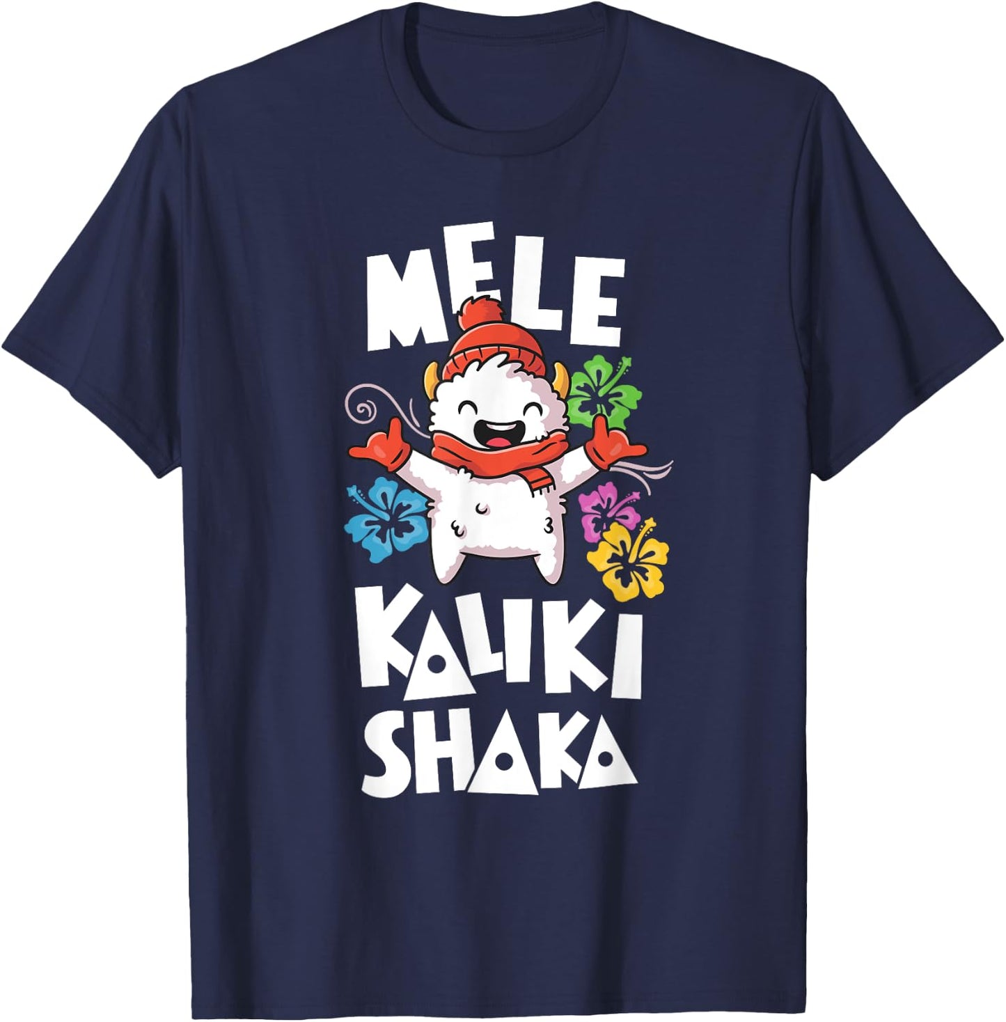 Shaka Women's Mele Kalikimaka Christmas Xmas Hawaiian Shirt T-Shirt - T-Shirt | Navy