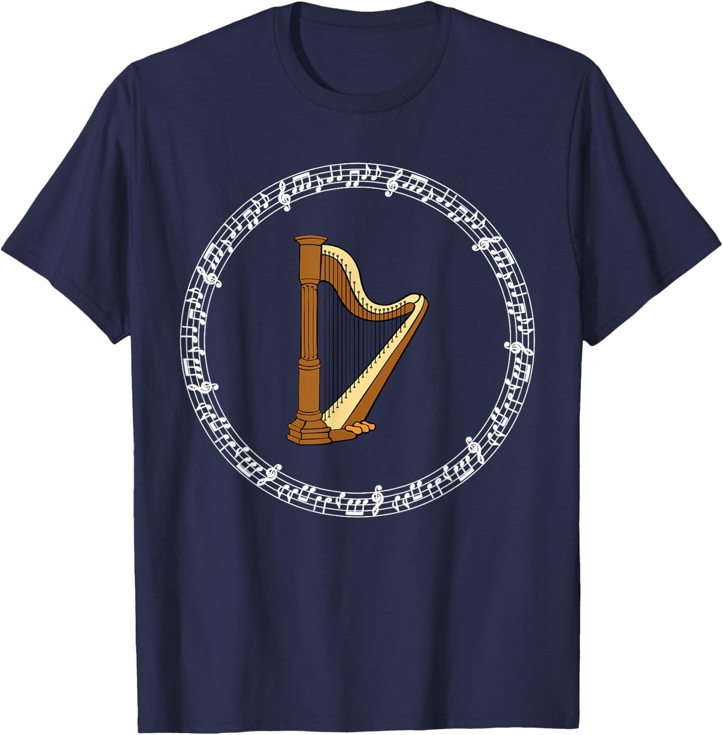 Classic Music Irish Harp Player Musical Notes Ireland Gift T-Shirt - T-Shirt | Navy