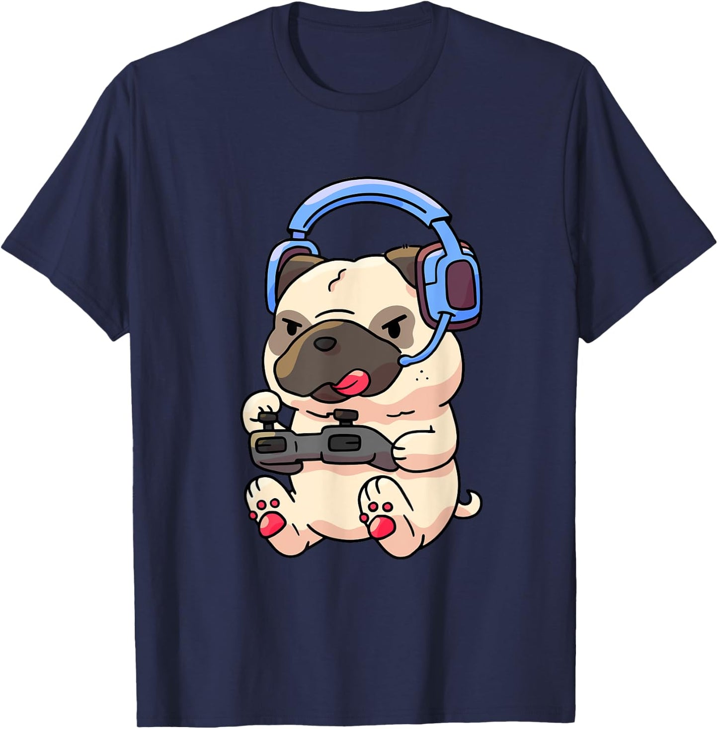 Gamer Pug Gaming Pugs Video Game Gift Small T-Shirt - T-Shirt | Navy