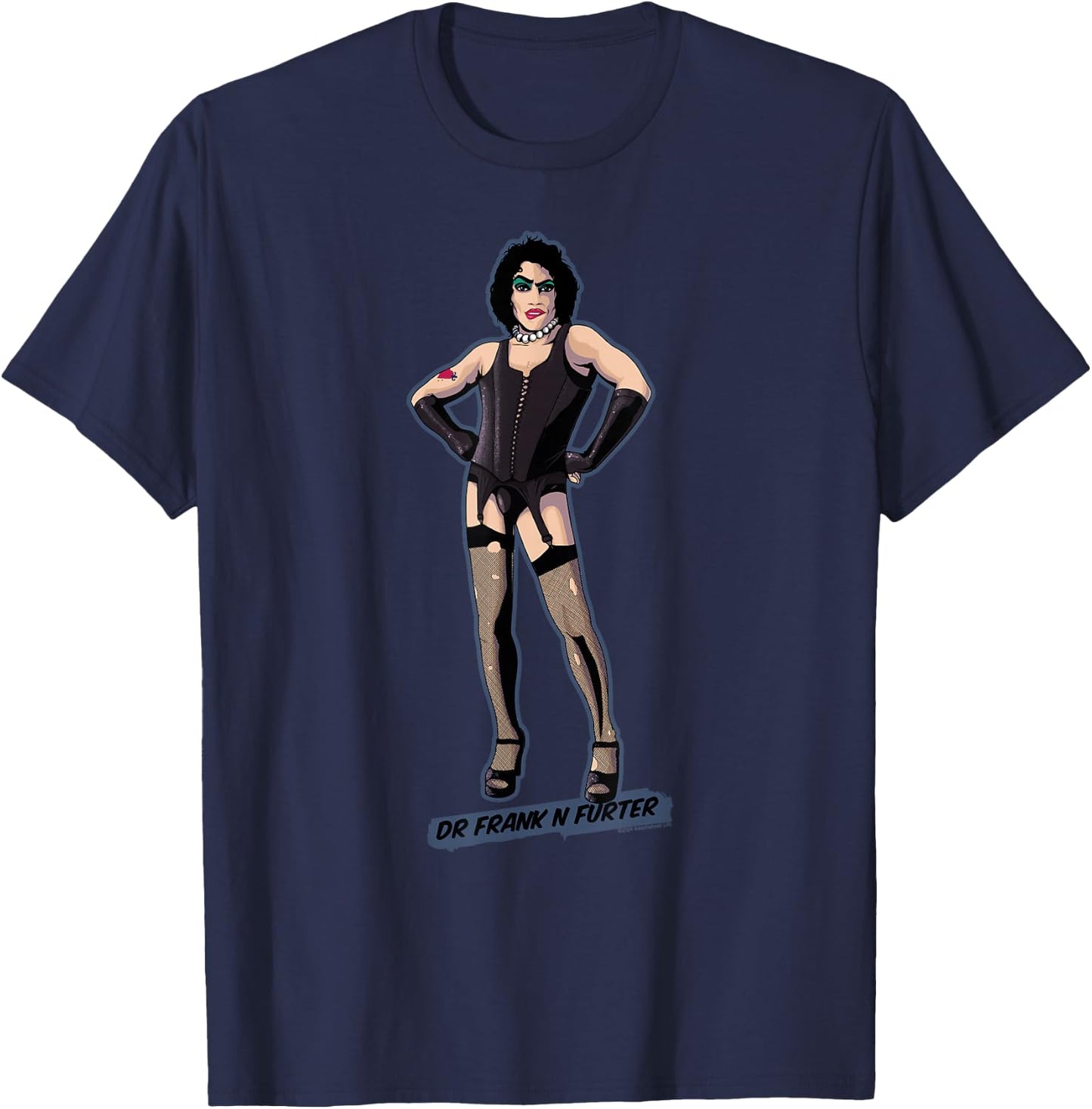 Rocky Horror Show Dr Frank N Furter Tights And Heels T-Shirt - T-Shirt | Navy