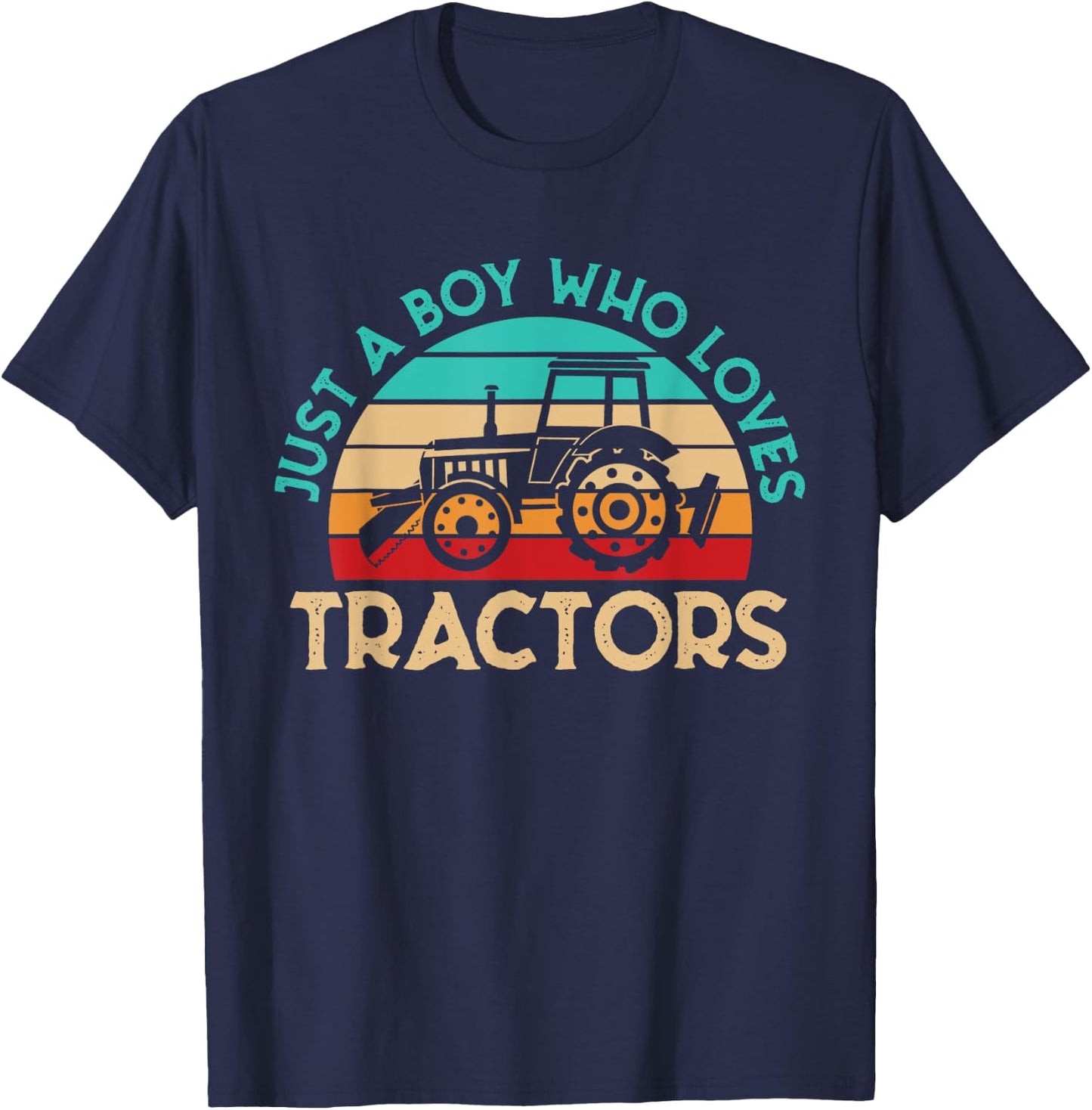 Just A Boy Who Loves Tractors Farmer T-Shirt - T-Shirt | Navy