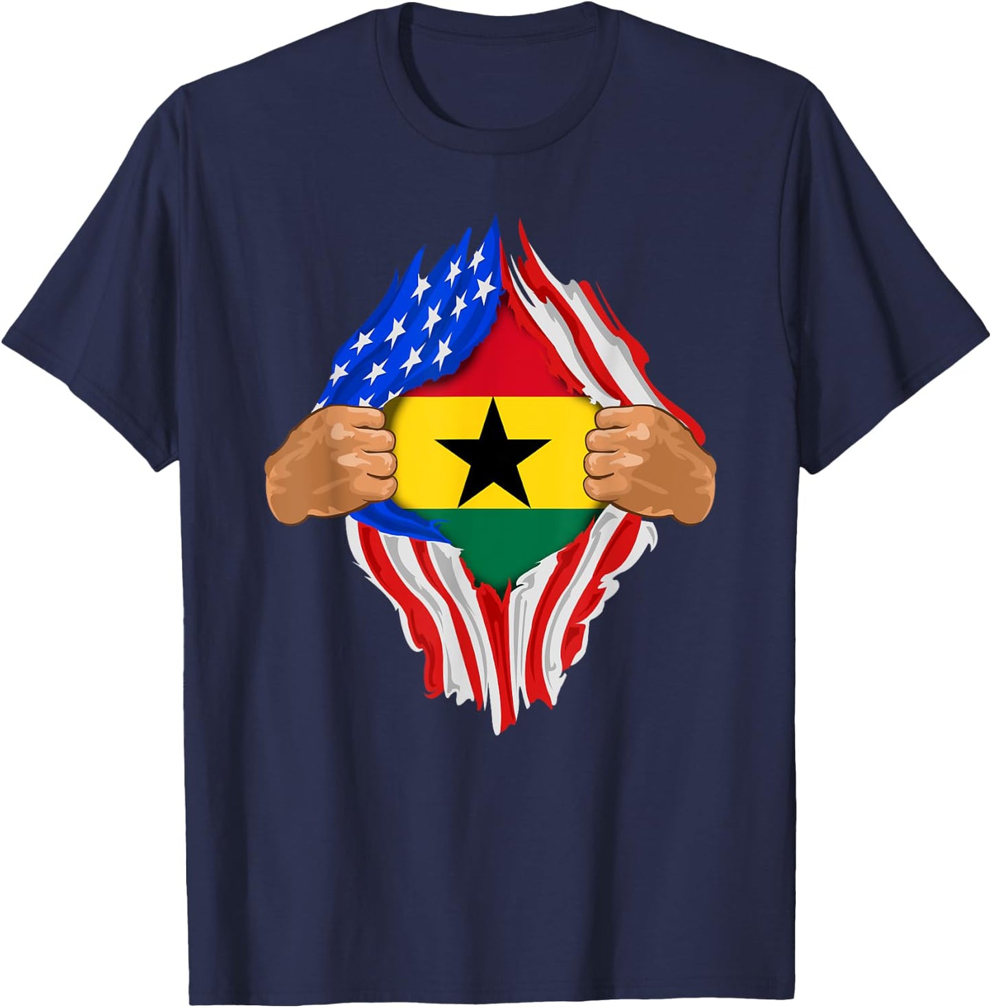 Ghanaian Blood Inside Me | Ghana Flag Gift T-Shirt - T-Shirt | Navy