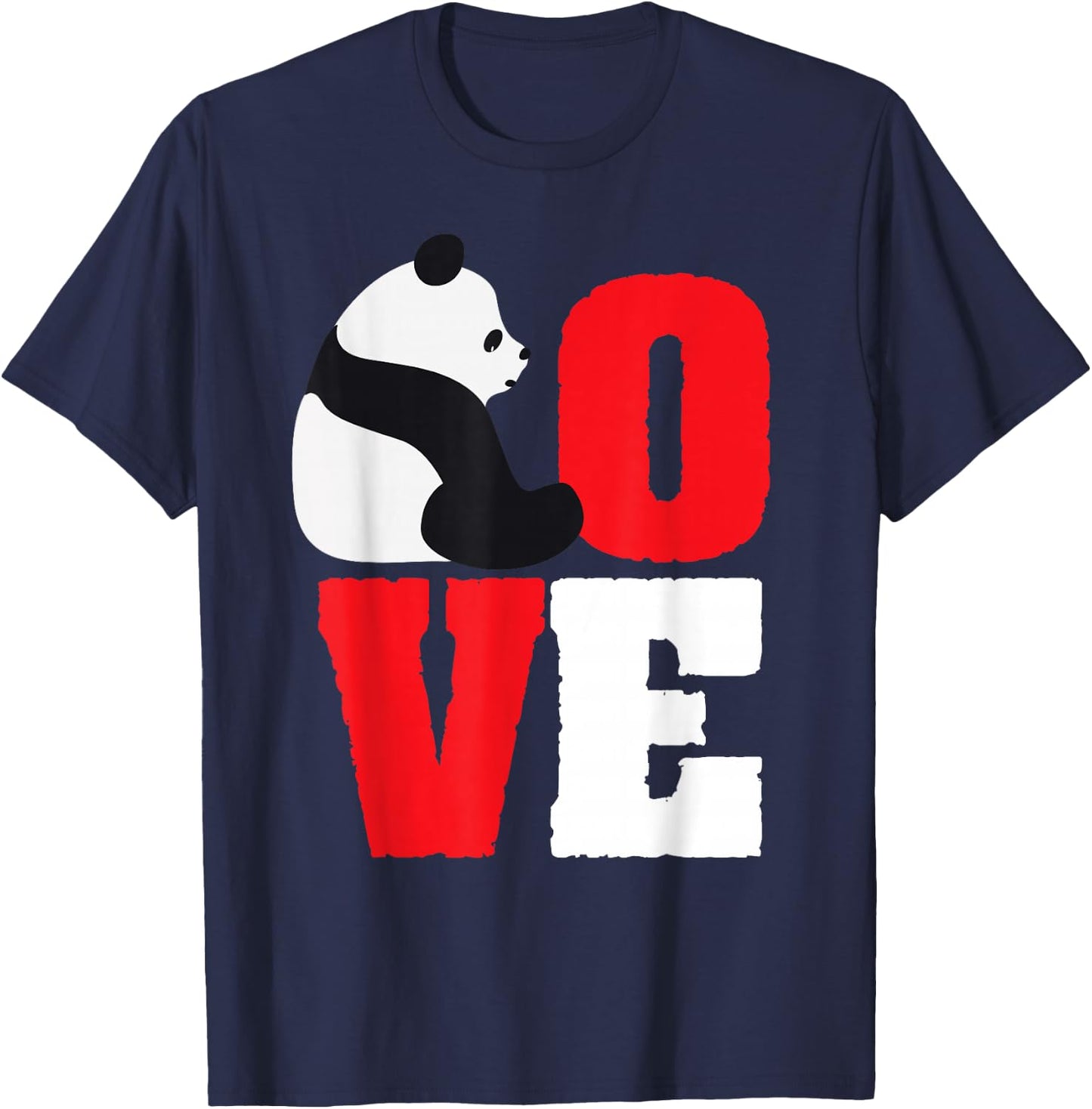 Panda Bear Shirt Black And White Panda Love T-Shirt - T-Shirt | Navy