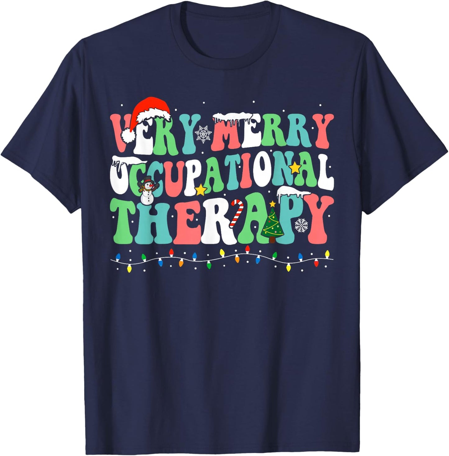 Very Merry Occupational Therapy Christmas OT Squad Christmas T-Shirt - T-Shirt | Navy