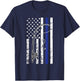 American Flag Blue Line Fishing Cool Police Officer Gifts T-Shirt - T-Shirt | Navy