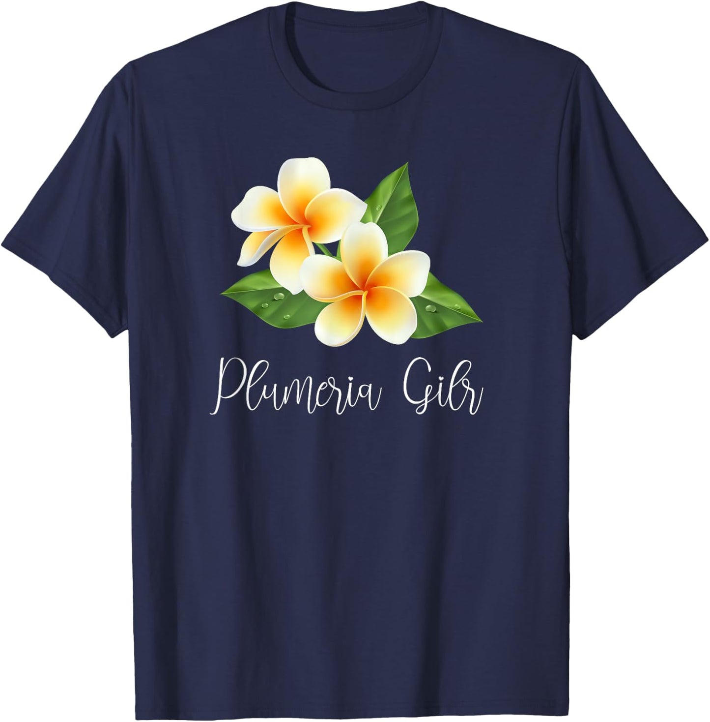 Gardening-design Tropical Plumeria (Frangipania) T-Shirt - T-Shirt | Navy