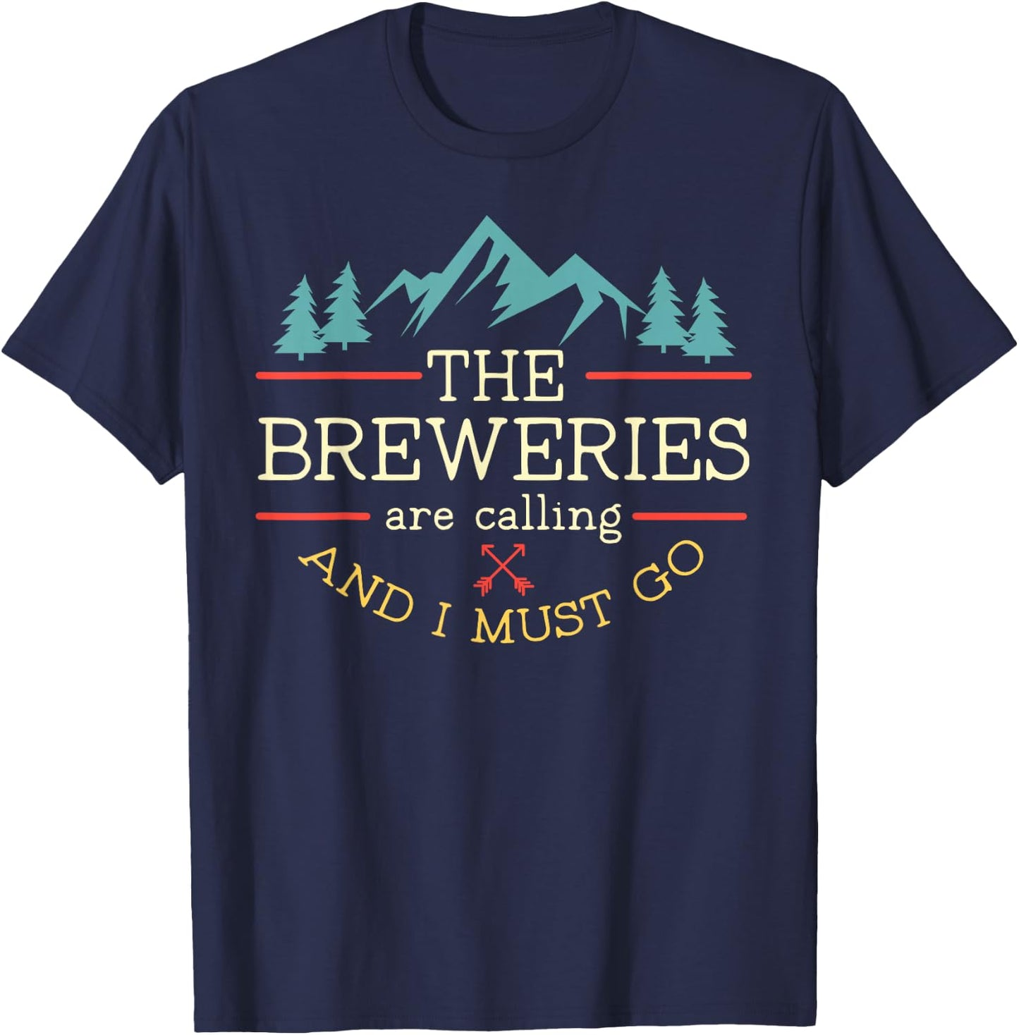 Vintage Beer Breweries are Calling and I Must Go Craft Beer Small T-Shirt - T-Shirt | Navy