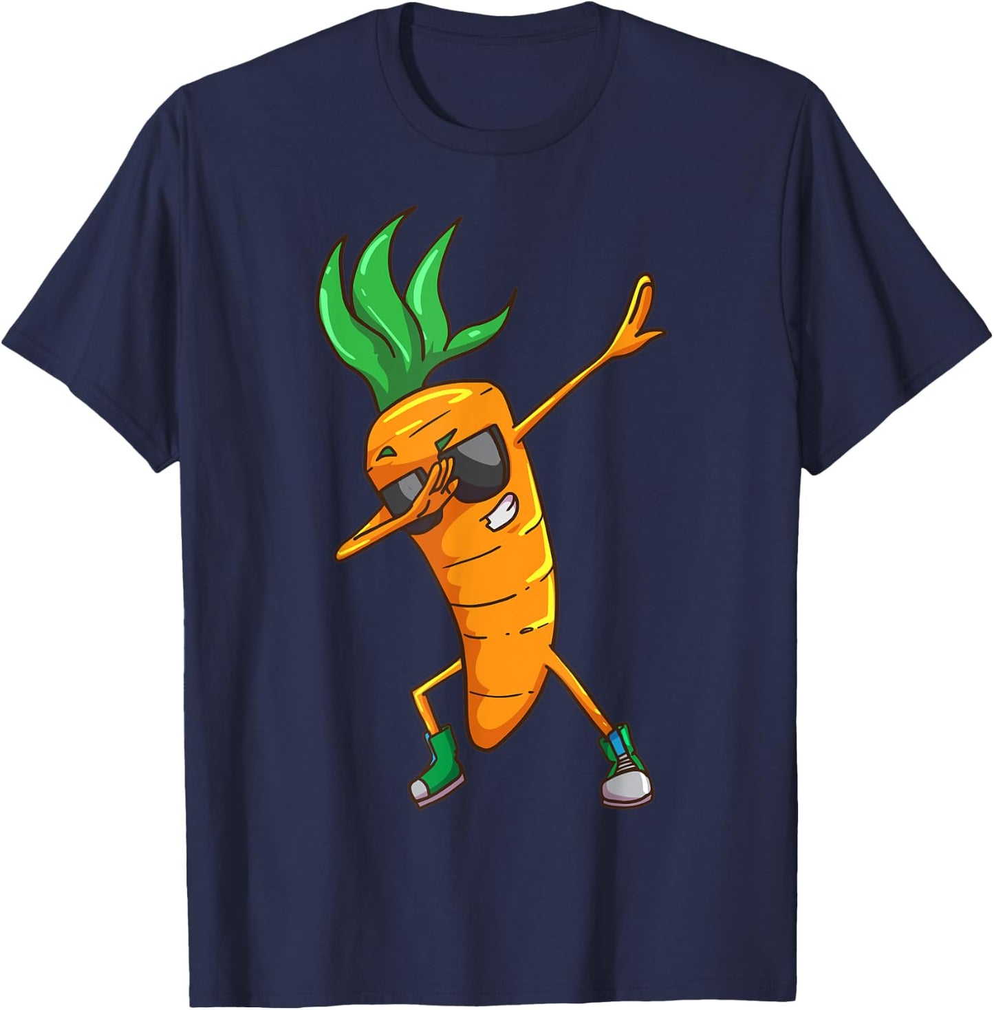 Vegan Carrot Dabbing Vegetable T-Shirt - T-Shirt | Navy