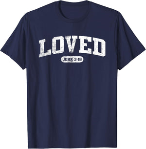 Loved John 3:16 Jesus Christian Faith Men Women Gift T-Shirt - T-Shirt | Navy