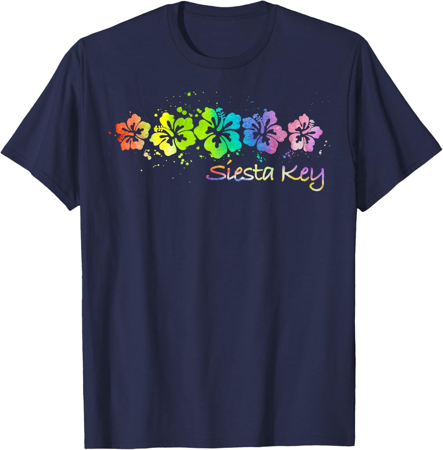 Siesta Key Watercolor Beach & Surf T-Shirt - T-Shirt | Navy