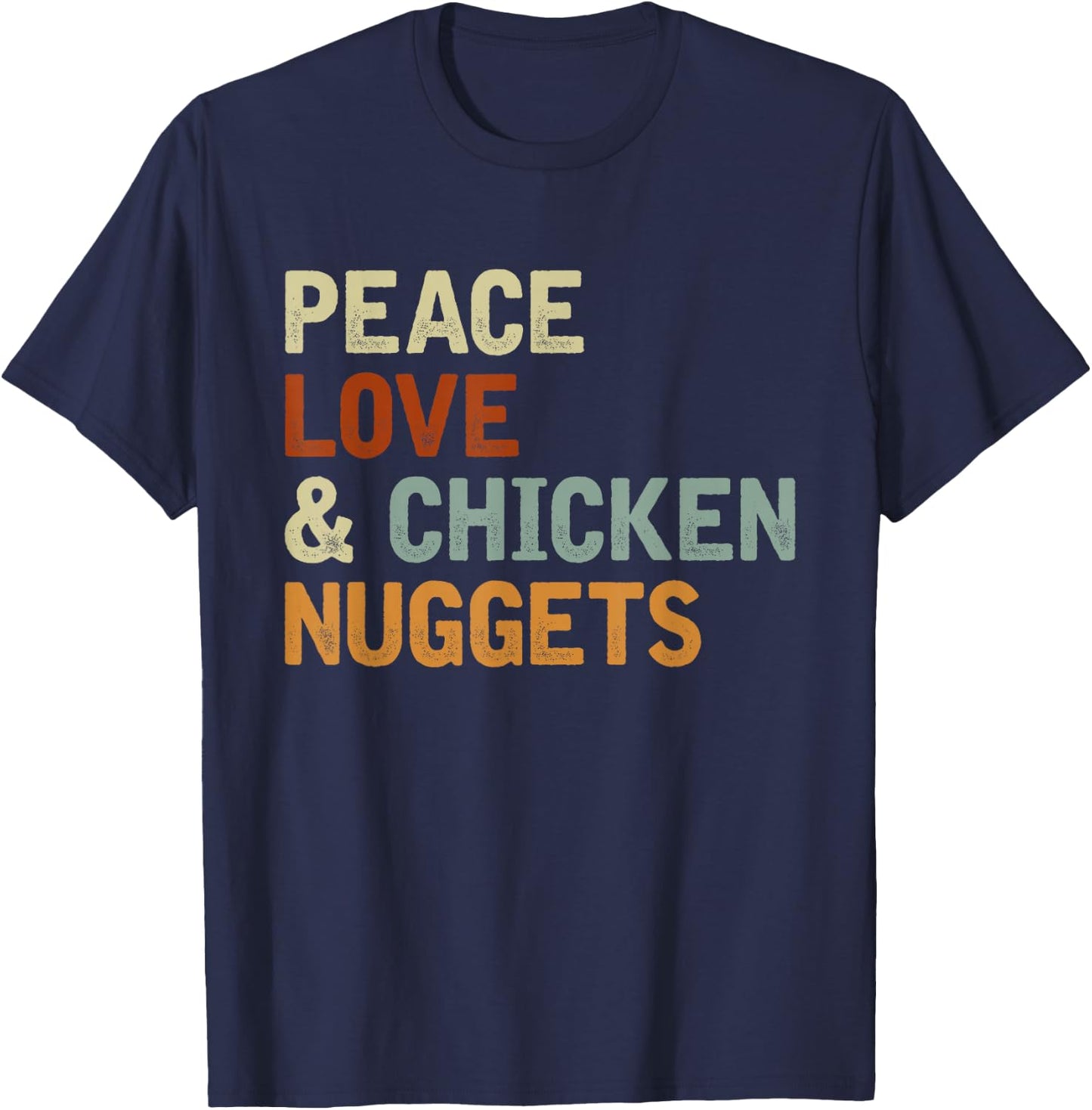 Funny Foodie Gift Fast Food Lover Hippie Chicken Nugget T-Shirt - T-Shirt | Navy