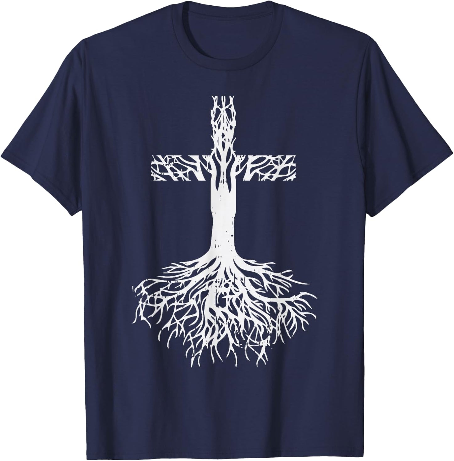 Cross Roots God Jesus Christ Faith Religious Christian Gift T-Shirt - T-Shirt | Navy