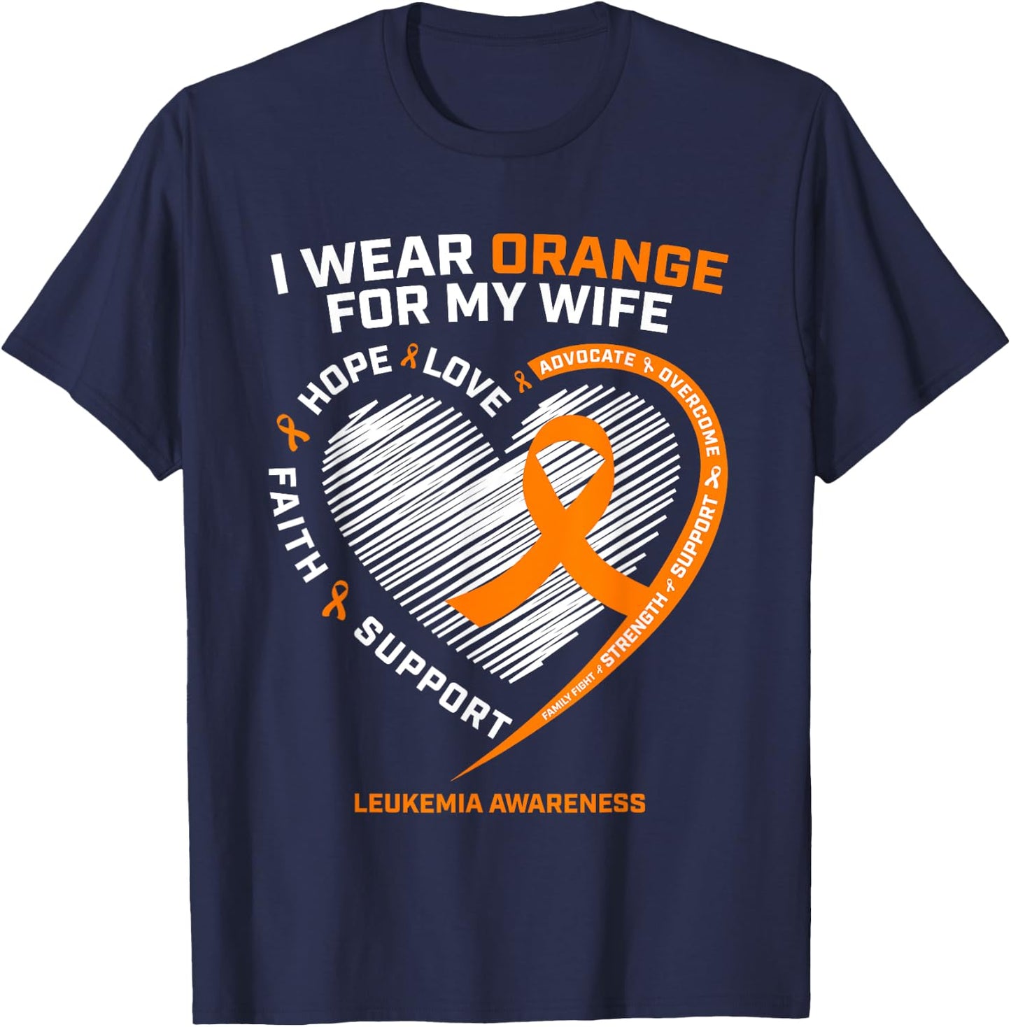 Men's Leukemia Awareness Shirts Wife Husband Leukemia T-Shirt - T-Shirt | Navy