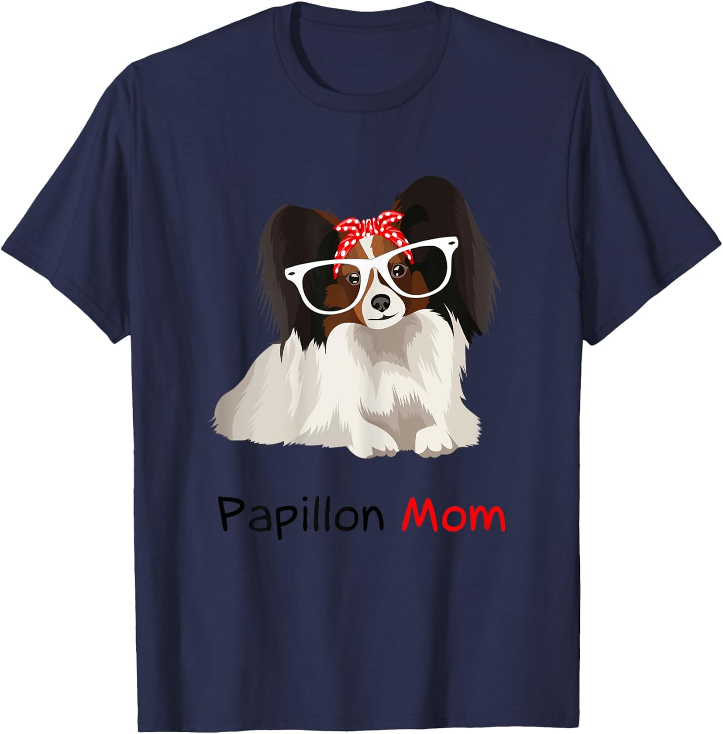 Papillon Mom Bandana Papillon Dog T-Shirt - T-Shirt | Navy