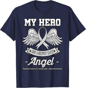 My Hero Is Now My Angel Parkinson's Gray Depression Dementia T-Shirt - T-Shirt | Navy