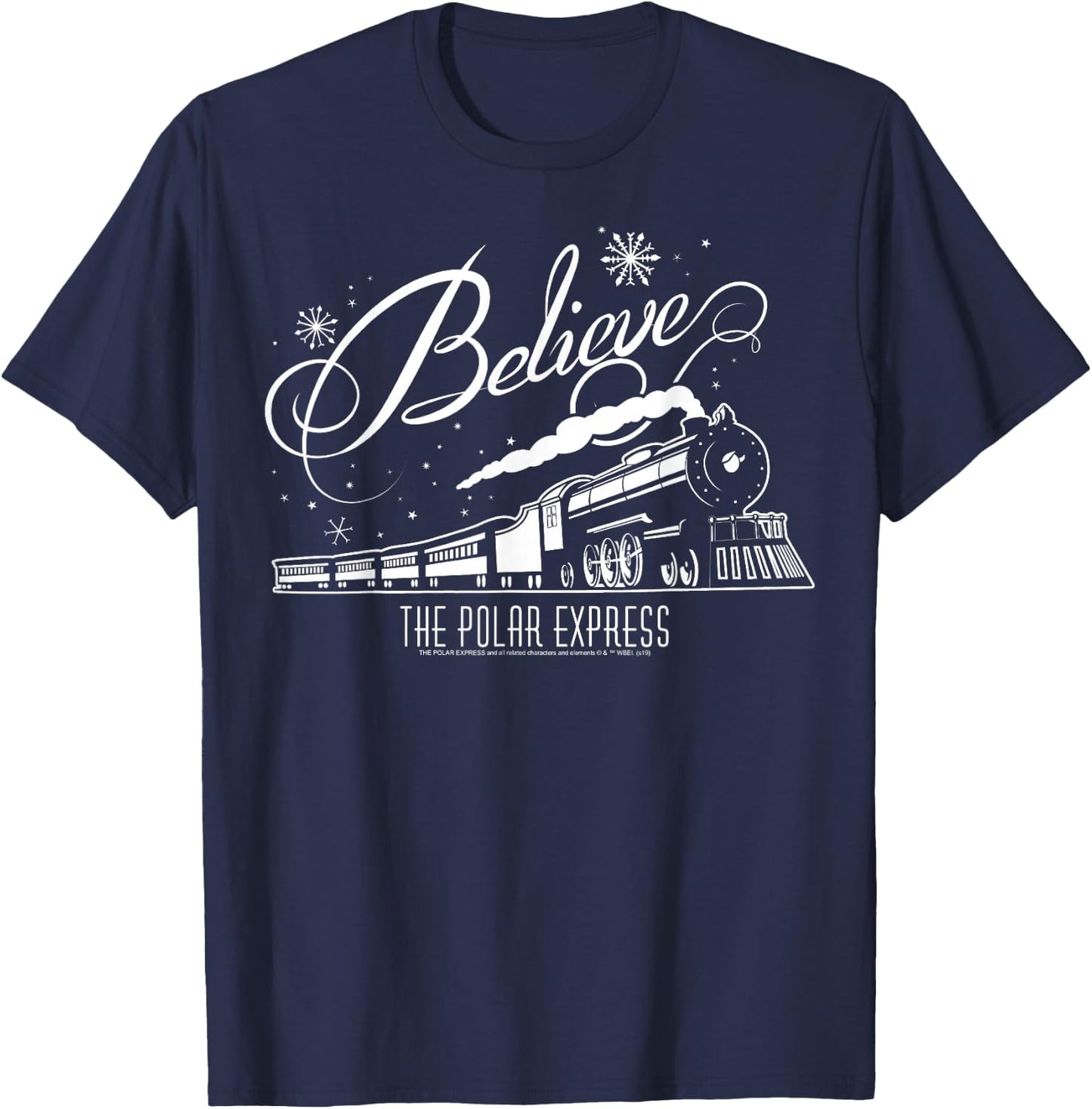 The Polar Express Believe Christmas Train & Snowflake Logo T-Shirt - T-Shirt | Navy