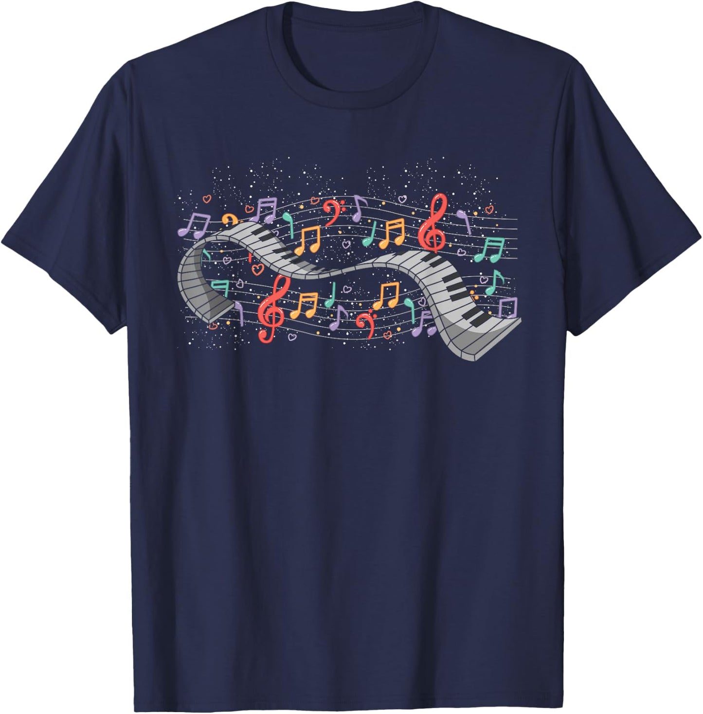 Colorful Music Notes Pianist Classical Music Piano T-Shirt - T-Shirt | Navy