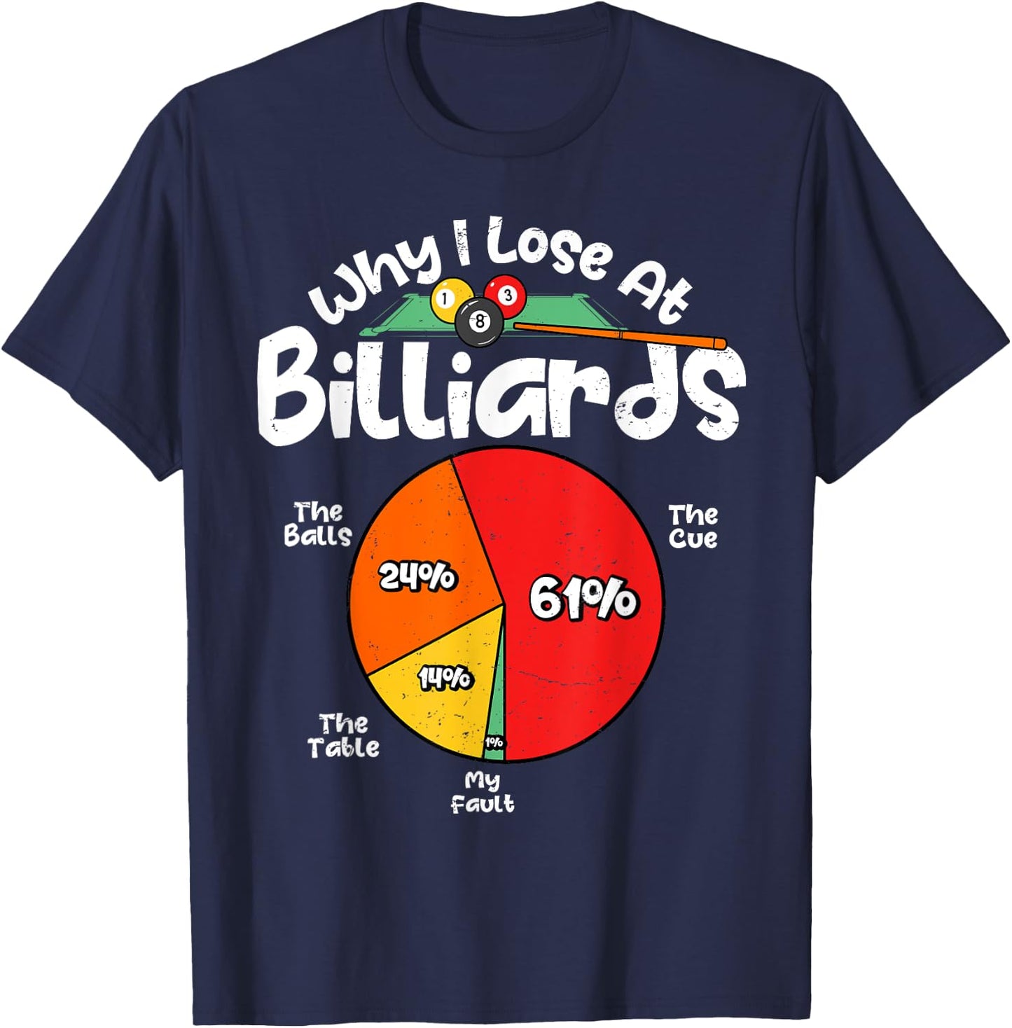 Why I Lose At Billiards Pool Player Sport Snooker Funny T-Shirt - T-Shirt | Navy