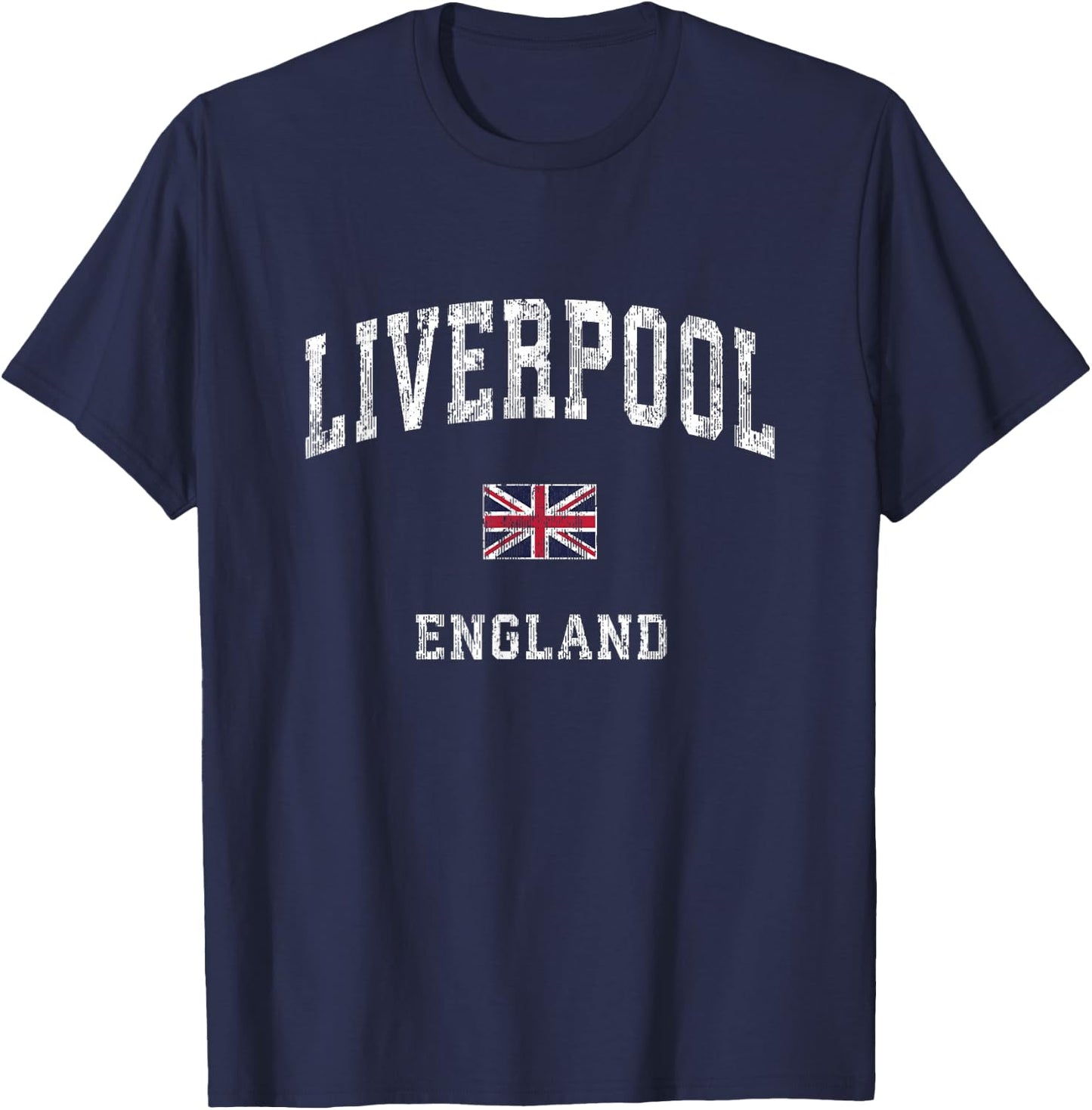 Liverpool England Vintage Athletic Sports Design T-Shirt - T-Shirt | Navy