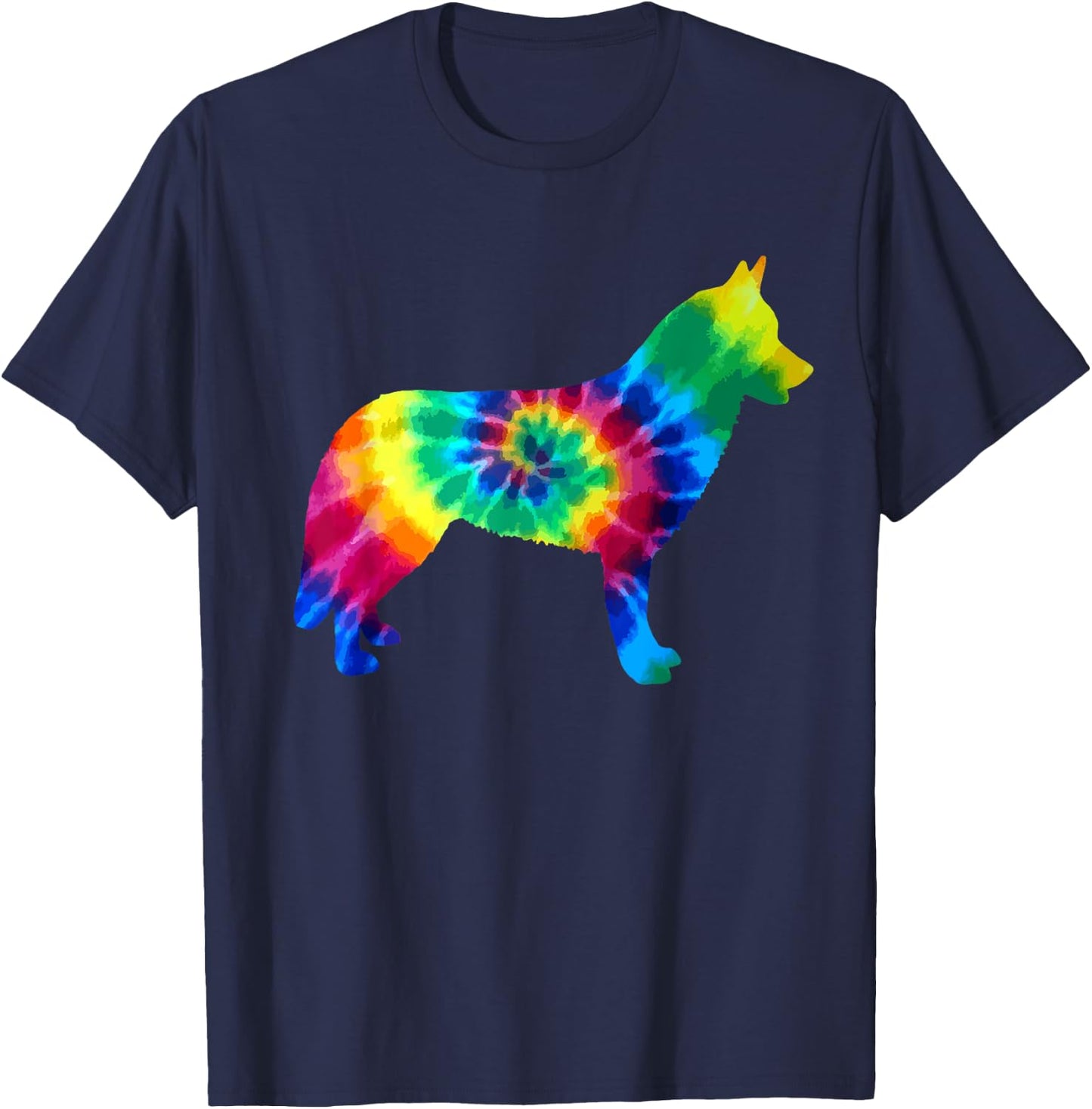 Husky Tie Dye Vintage Hippie Husky Mom Dad dog Lover T-Shirt - T-Shirt | Navy
