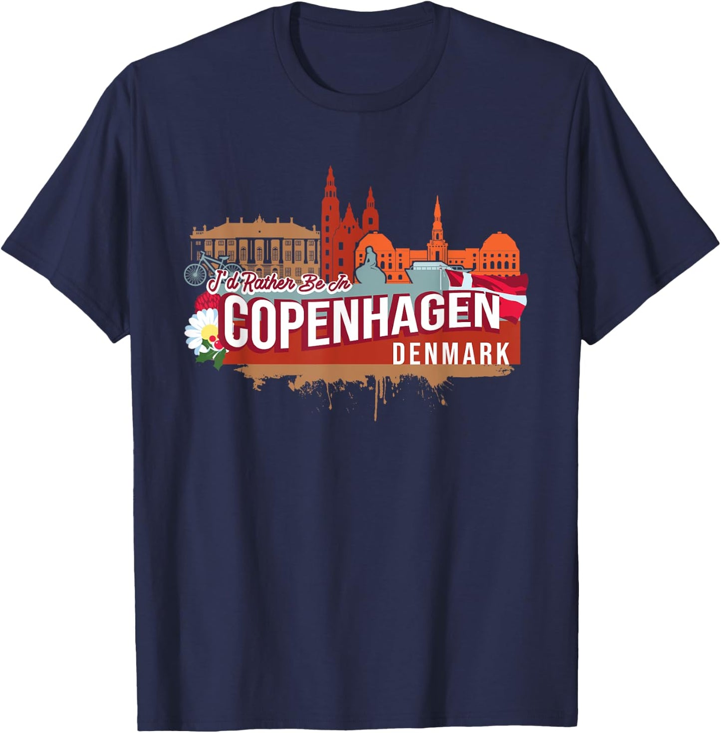 I'd Rather Be In Copenhagen Denmark Vintage Souvenir T-Shirt - T-Shirt | Navy