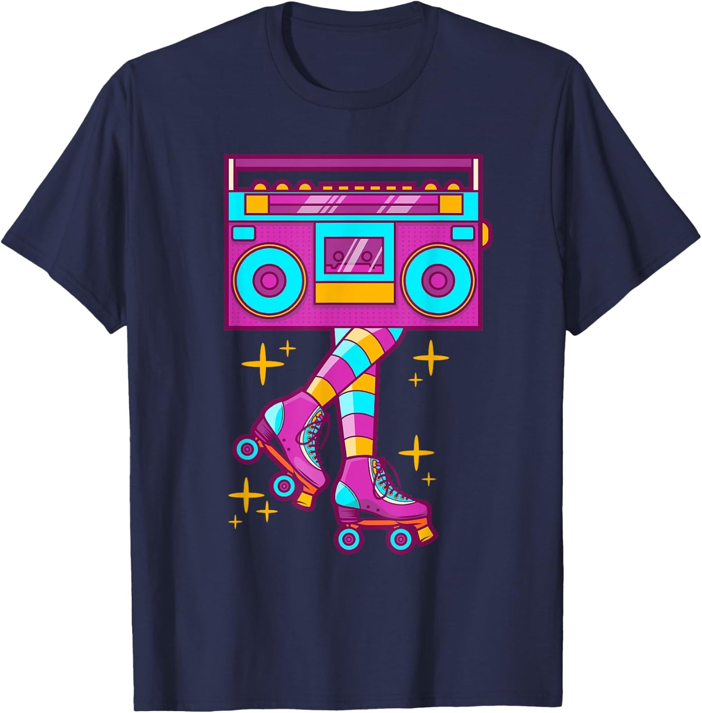 Retro Rollerskates Funny 80's Roller Disco Skating Girl Gift T-Shirt - T-Shirt | Navy