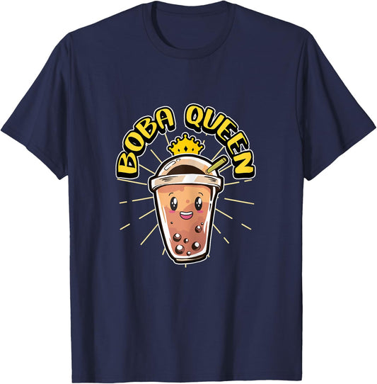 Boba Queen Kawaii Bubble Tea Lover Merchandise T-Shirt - T-Shirt | Navy