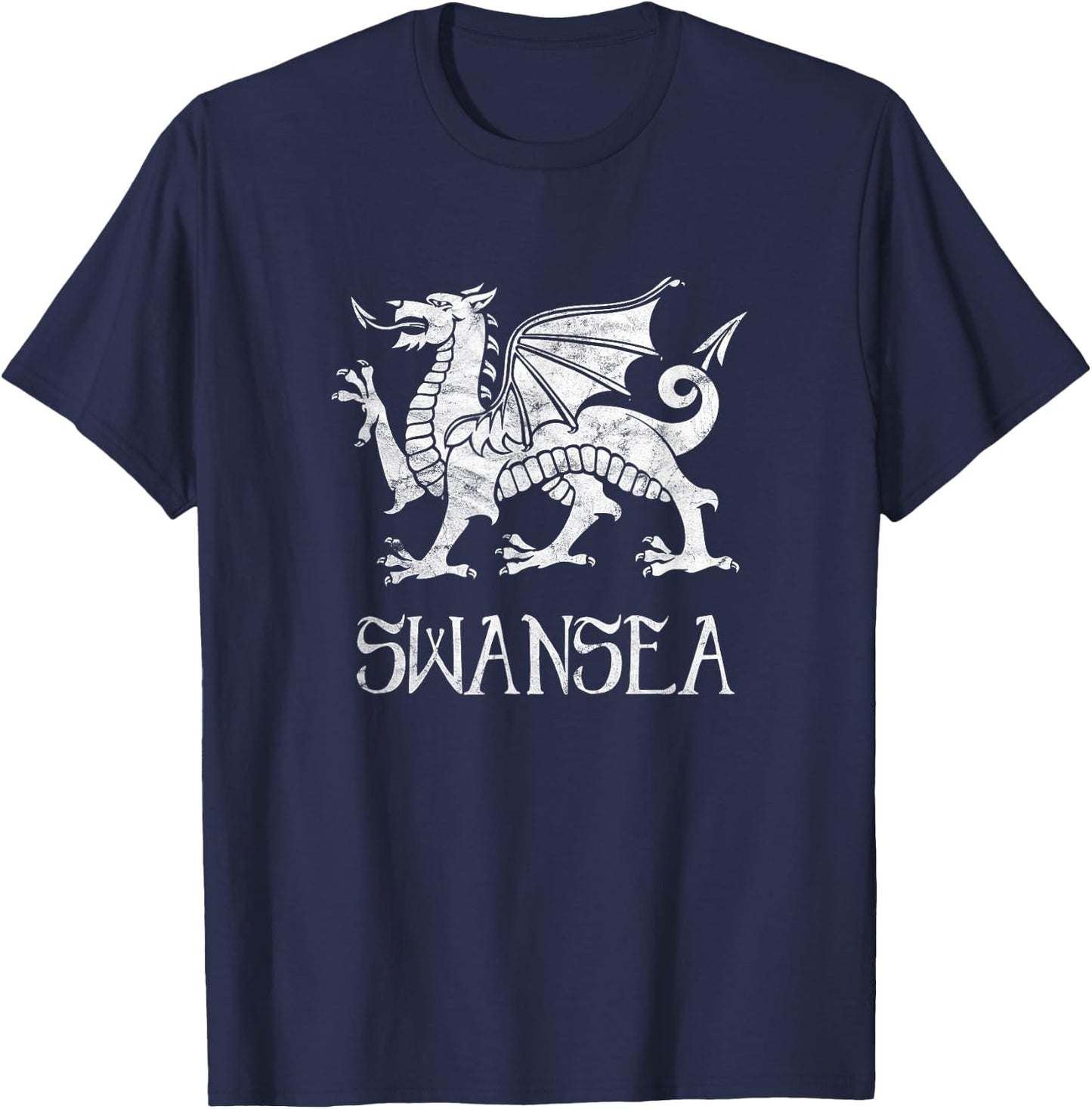 Swansea Wales City Welsh Dragon Flag Wale Cymru T-Shirt - T-Shirt | Navy