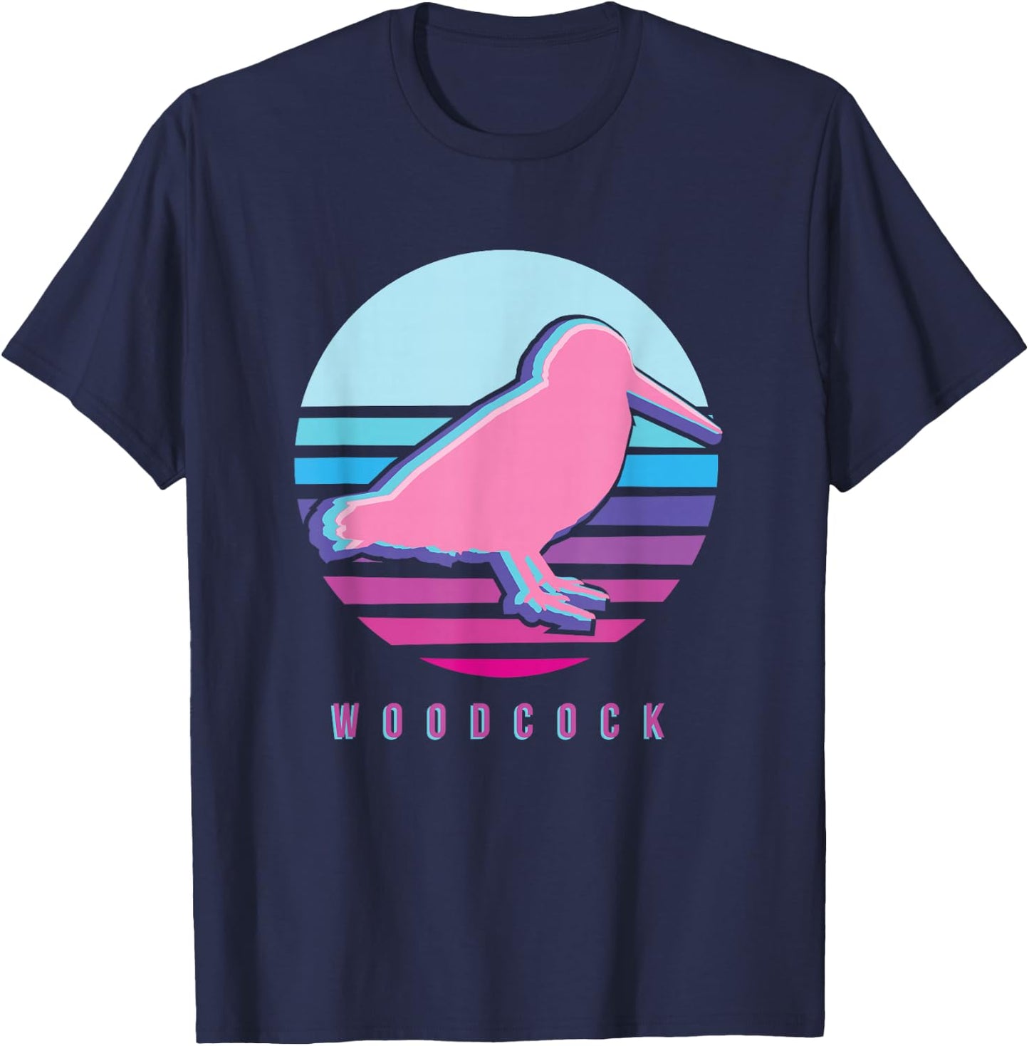 American Woodcock Bird Retro Vaporwave Unique Birding Gift T-Shirt - T-Shirt | Navy