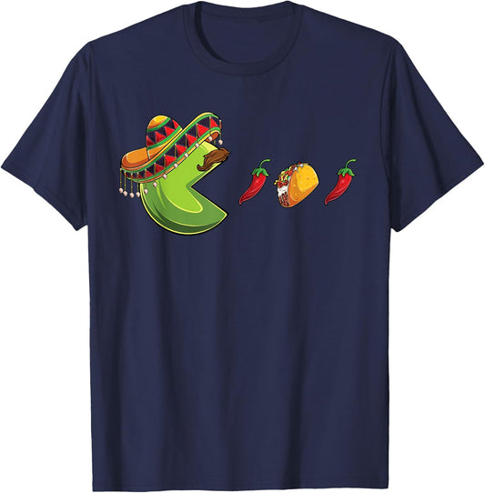 Funny eating Tacos Cinco de Mayo Boys Kids woman Men Mexican T-Shirt - T-Shirt | Navy