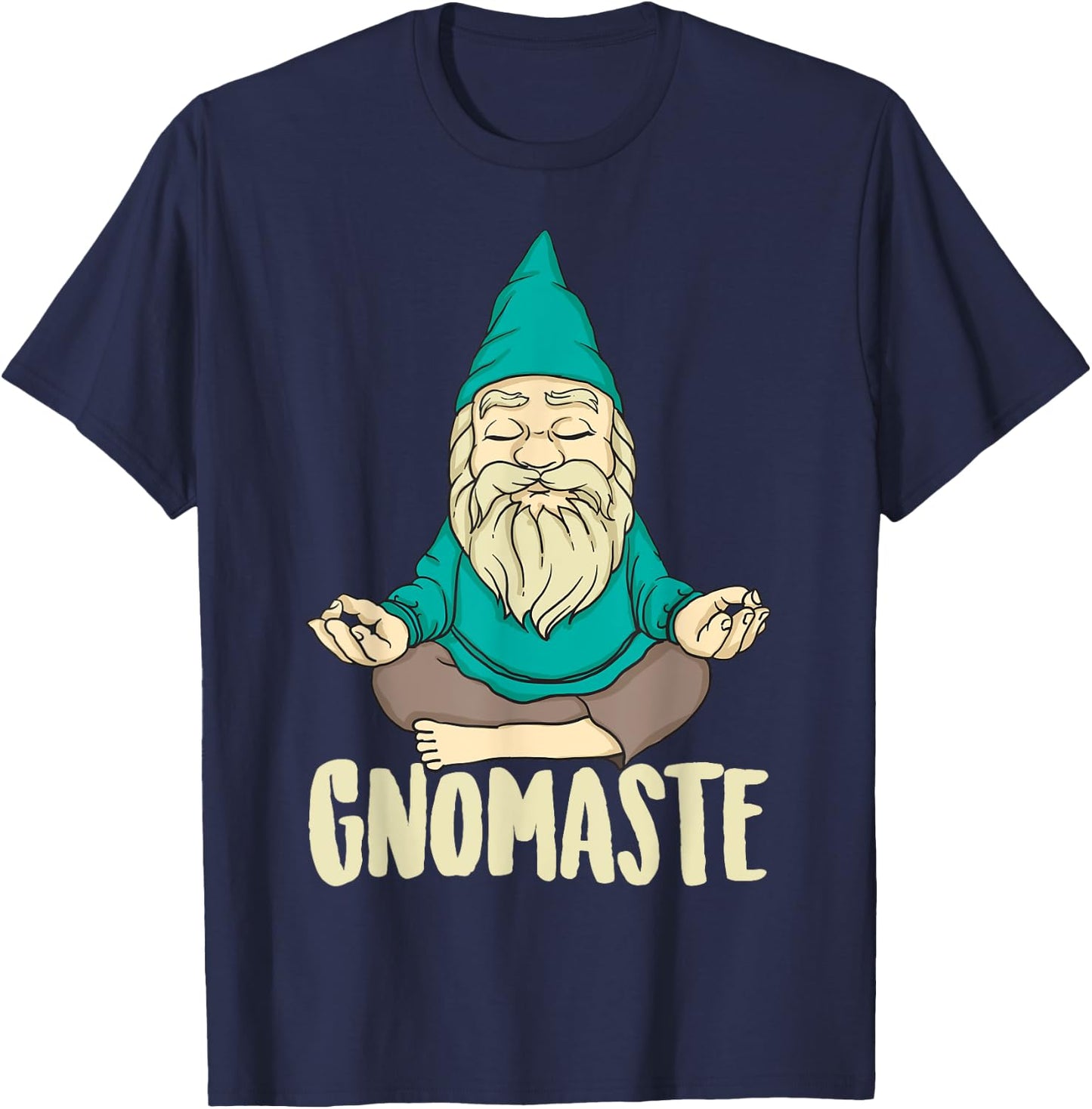 Cute Gnomaste Funny Meditating Gnome Gift Yoga Men Women T-Shirt - T-Shirt | Navy