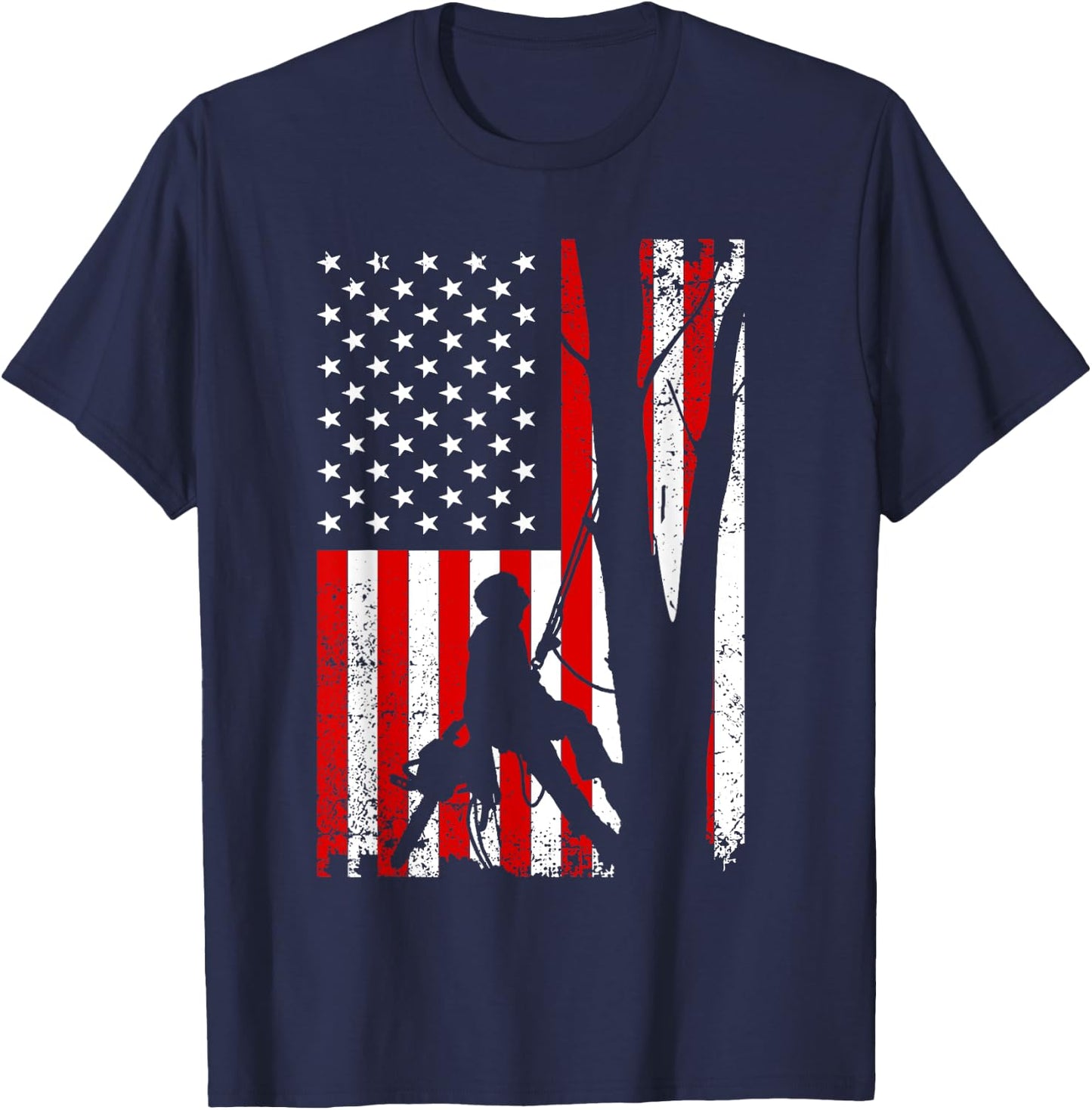 Funny American Flag Arborist Gift Cool Tree Lover T-Shirt - T-Shirt | Navy