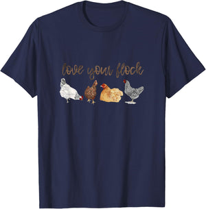 Love Your Flock Chicken Hen Watercolor Farm House Mama T-Shirt - T-Shirt | Navy