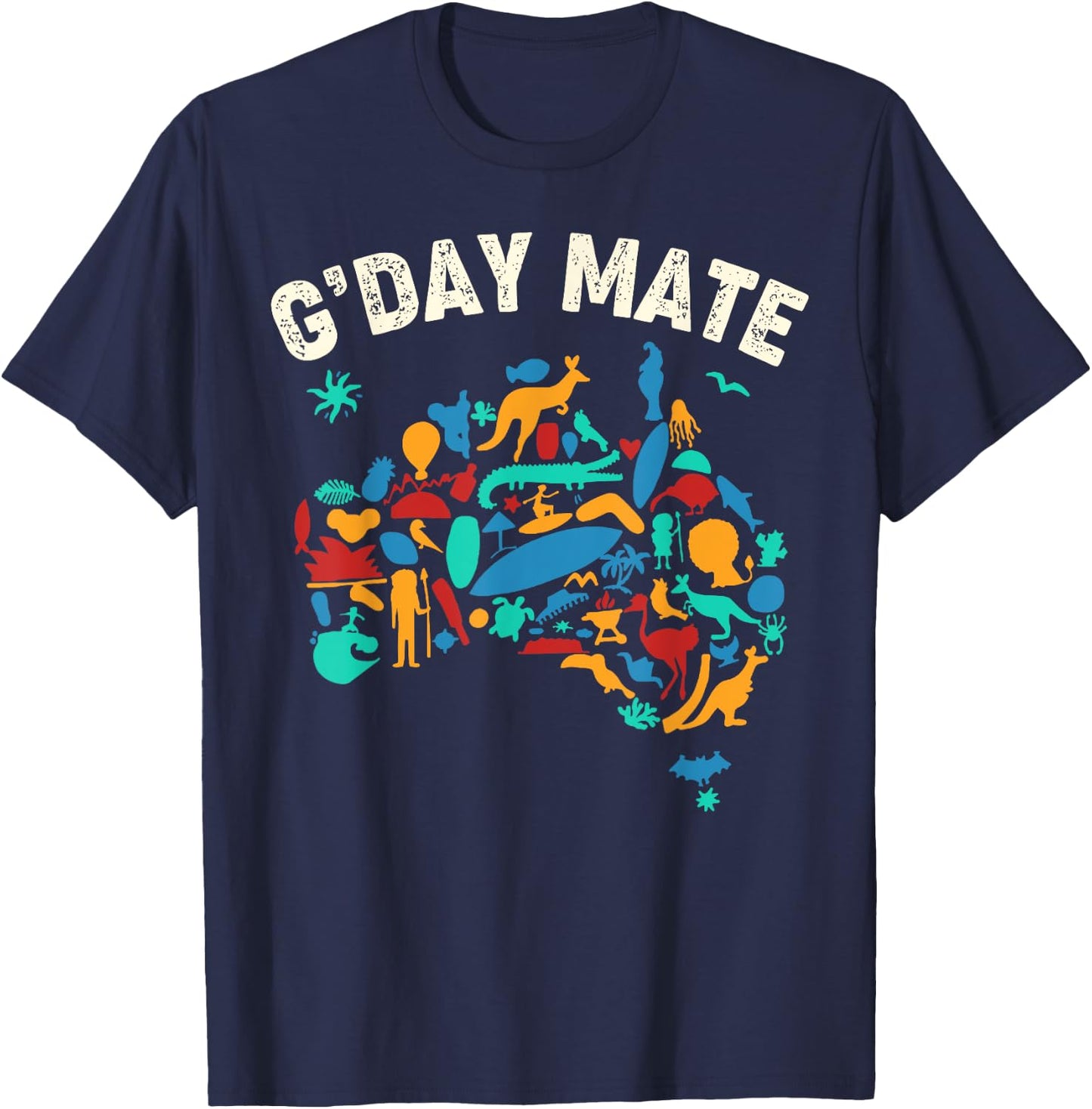 G'Day Mate Toddler Shirt Funny Map Australian Animals T-Shirt - T-Shirt | Navy