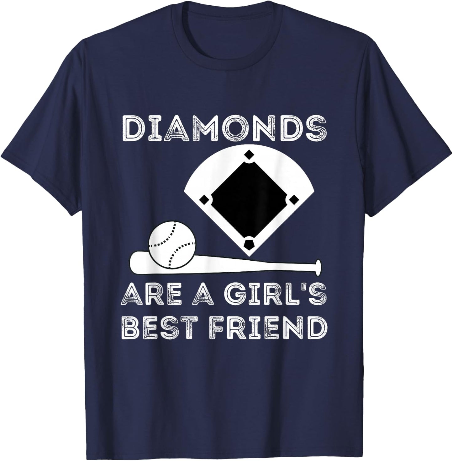Diamonds Are A Girl's Best Friend - Baseball & Softball Fan T-Shirt - T-Shirt | Navy