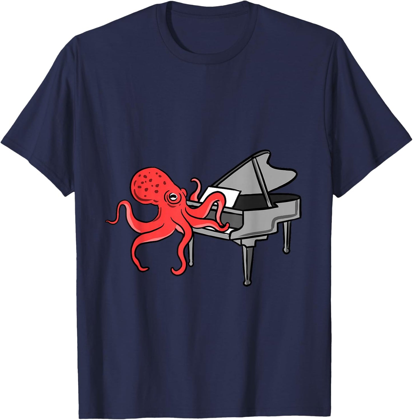 Octopus Playing Piano T-Shirt - T-Shirt | Navy