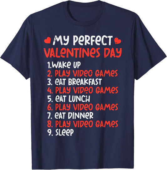 Perfect Valentines Day Play Video Games Gamer Men Boys Kids T-Shirt - T-Shirt | Navy