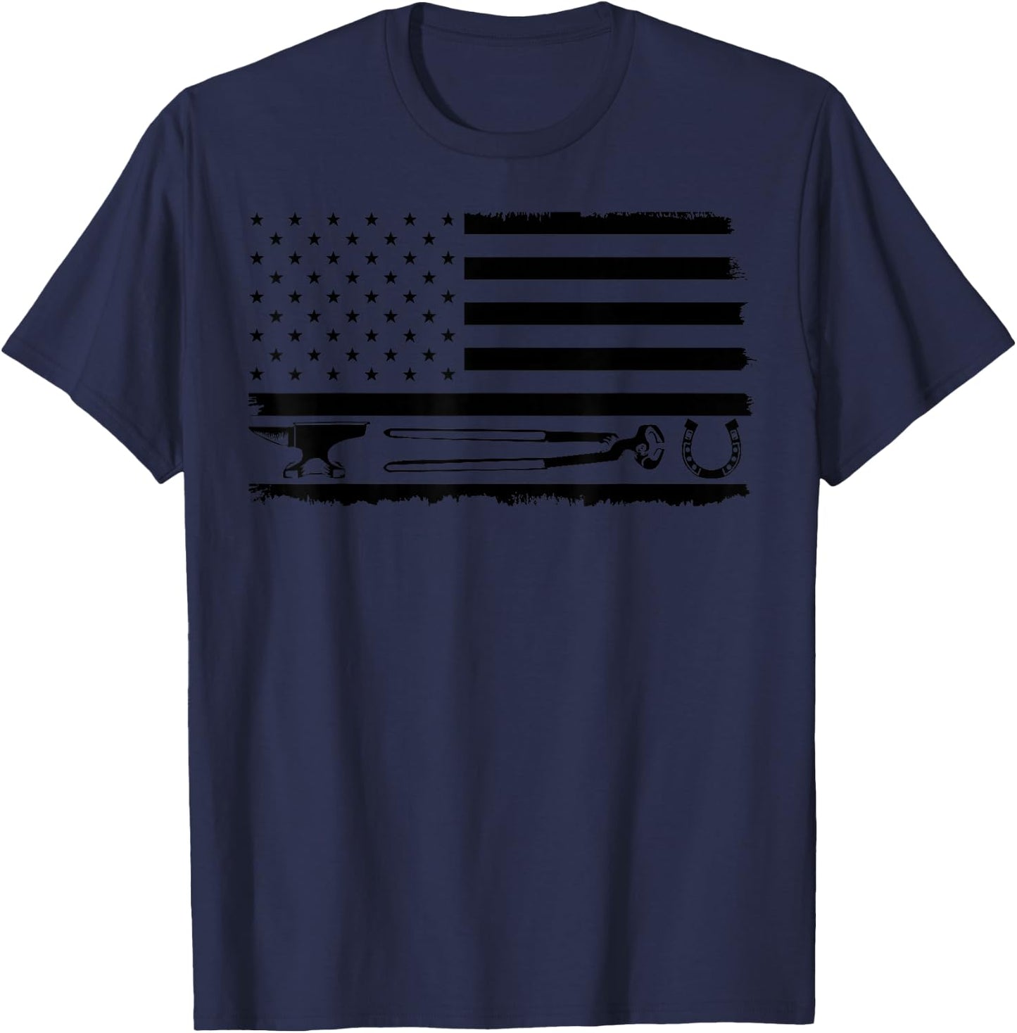 Funny Farrier Gift Cool Farrier Tools American Flag T-Shirt - T-Shirt | Navy