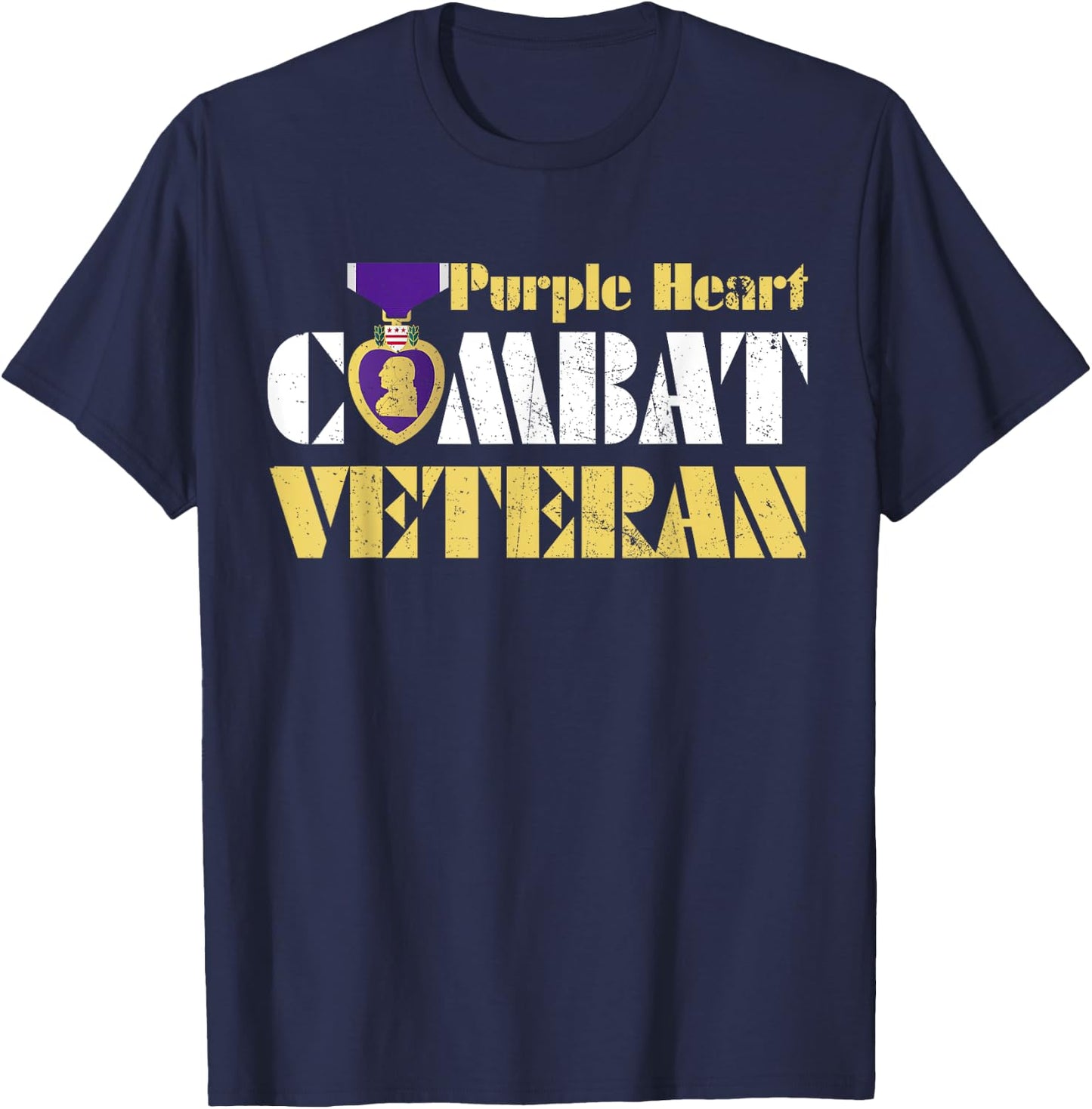 Purple Heart Combat Veteran Purple Heart Day US Military T-Shirt - T-Shirt | Navy