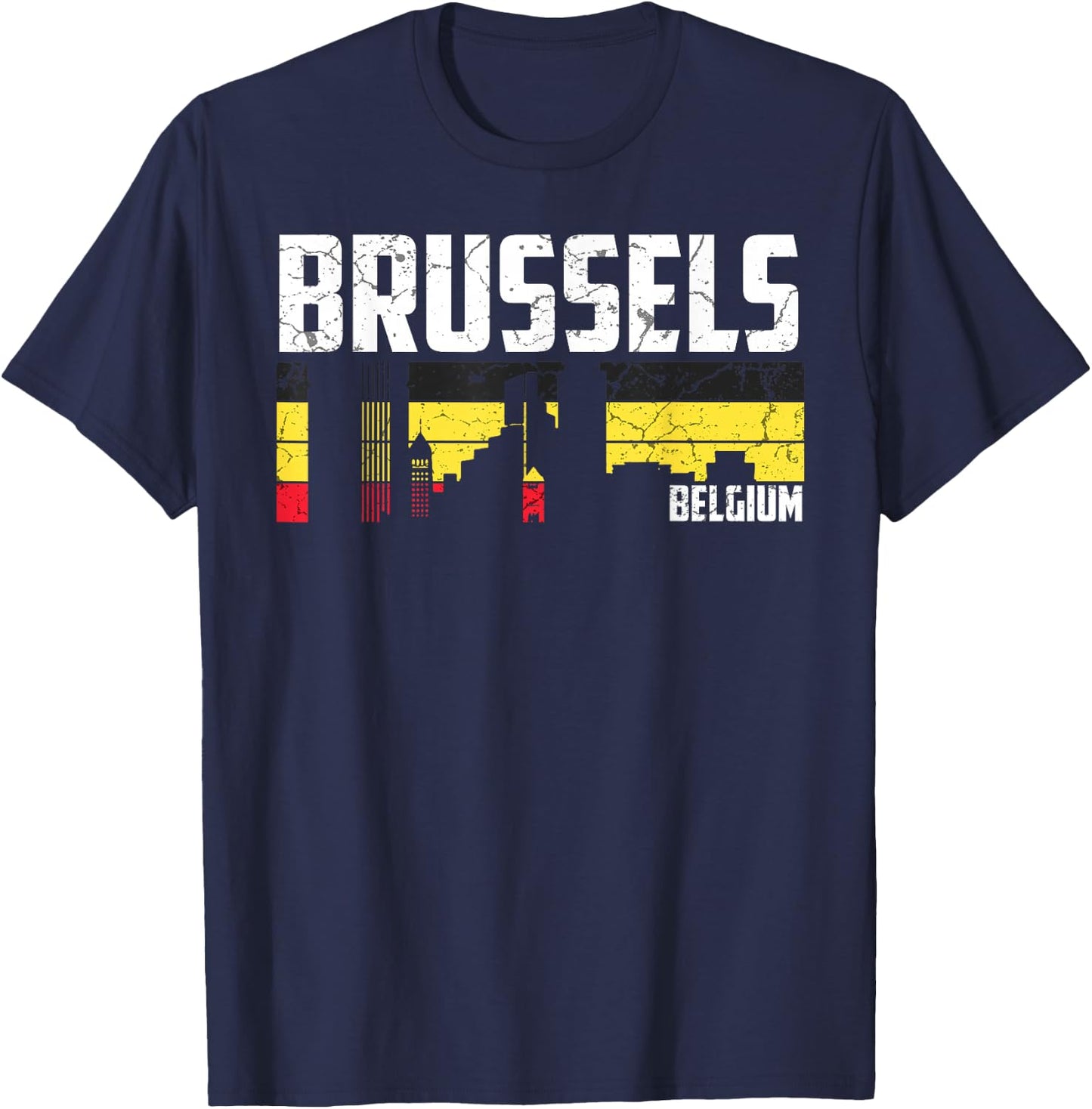 My Brussels Skyline Belgium Home City Souvenir T-Shirt - T-Shirt | Navy