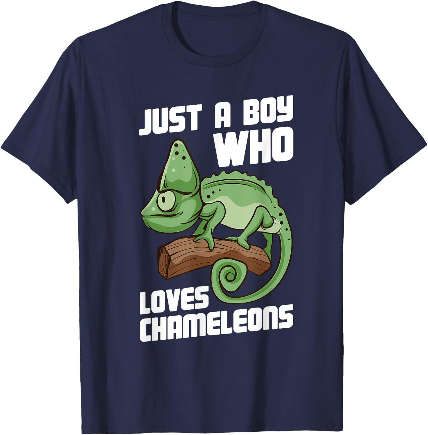 Just a Boy Who Loves Chameleons Cute Lizard Chameleon T-Shirt - T-Shirt | Navy