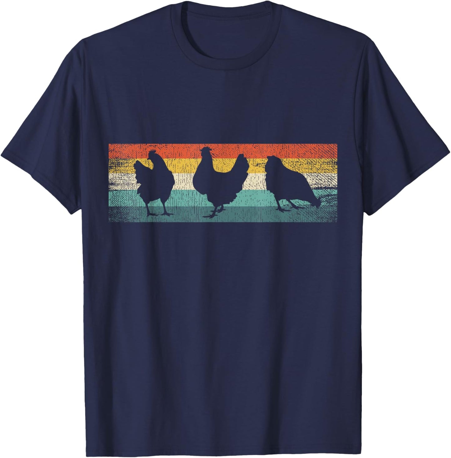 Vintage 70s 80s Retro Poultry Farmer Chicken T-Shirt - T-Shirt | Navy