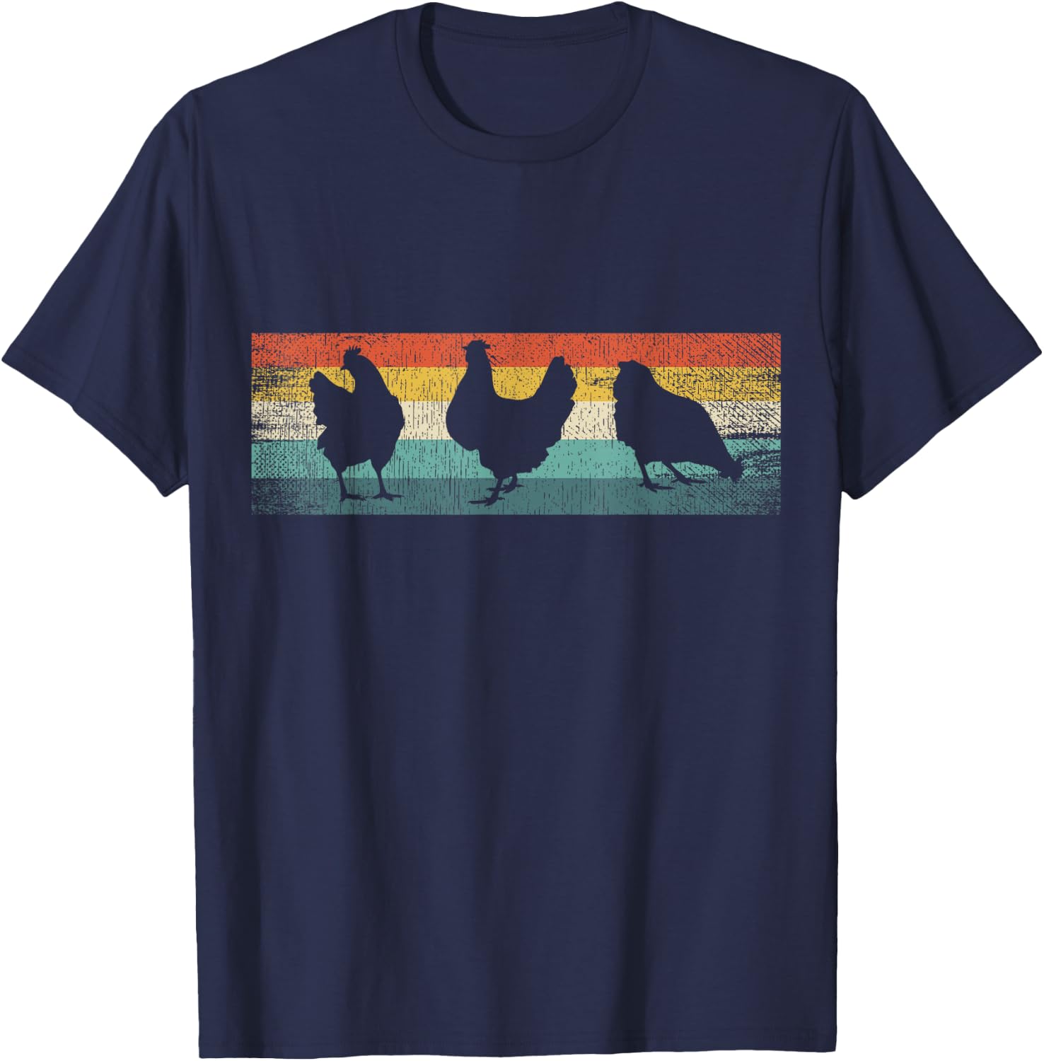 Vintage 70s 80s Retro Poultry Farmer Chicken T-Shirt - T-Shirt | Navy
