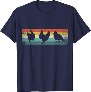 Vintage 70s 80s Retro Poultry Farmer Chicken T-Shirt - T-Shirt | Navy