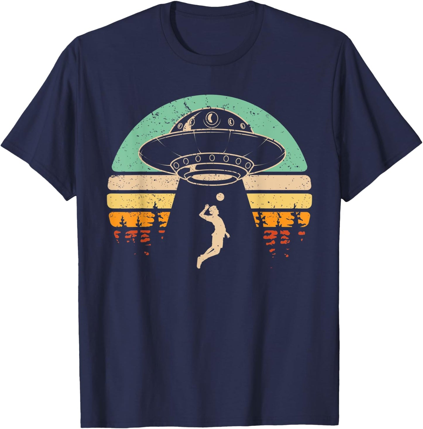 Alien Abduction Funny Volleyball Gift Alien Spaceship Sports T-Shirt - T-Shirt | Navy