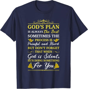 God's Plan Is Always The Best Bible Faith Religious Quote T-Shirt - T-Shirt | Navy