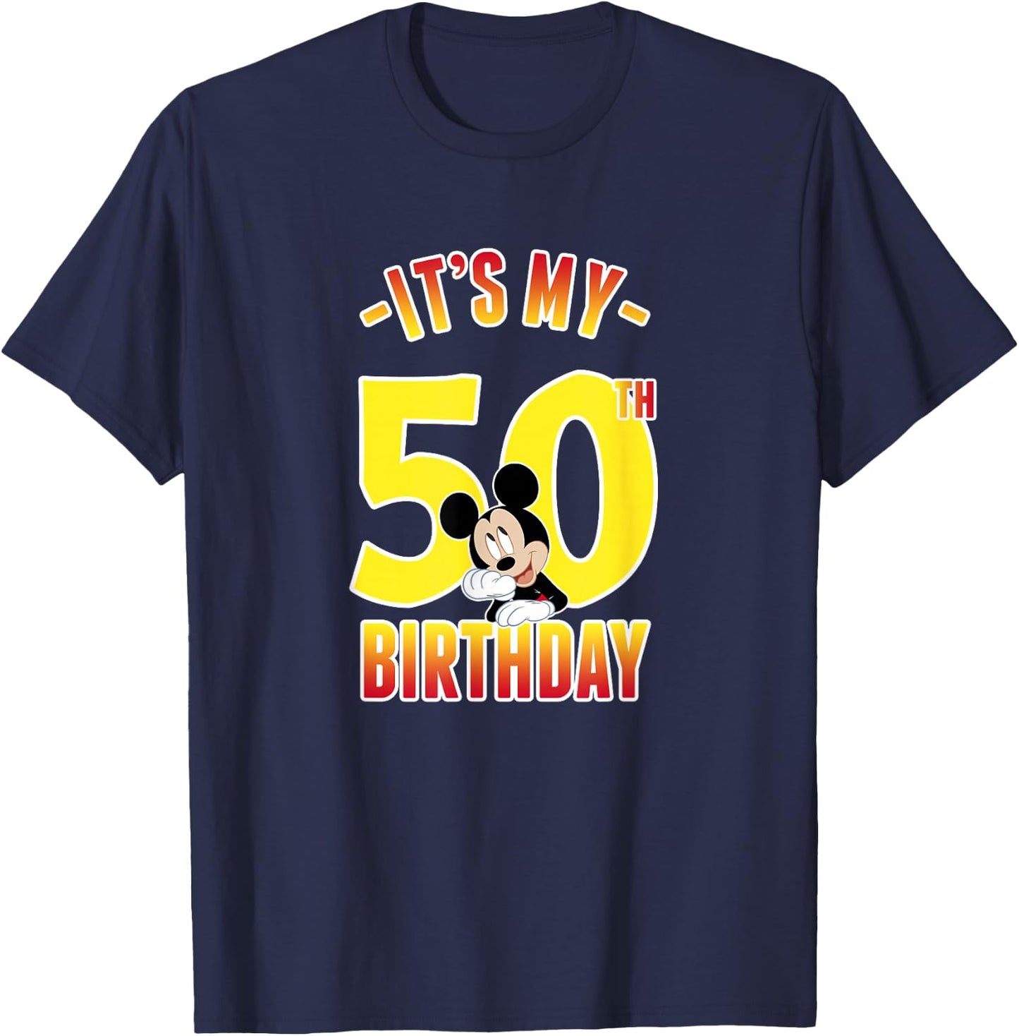 Disney Mickey Mouse It's My 50th Birthday Gradient Portrait T-Shirt - T-Shirt | Navy