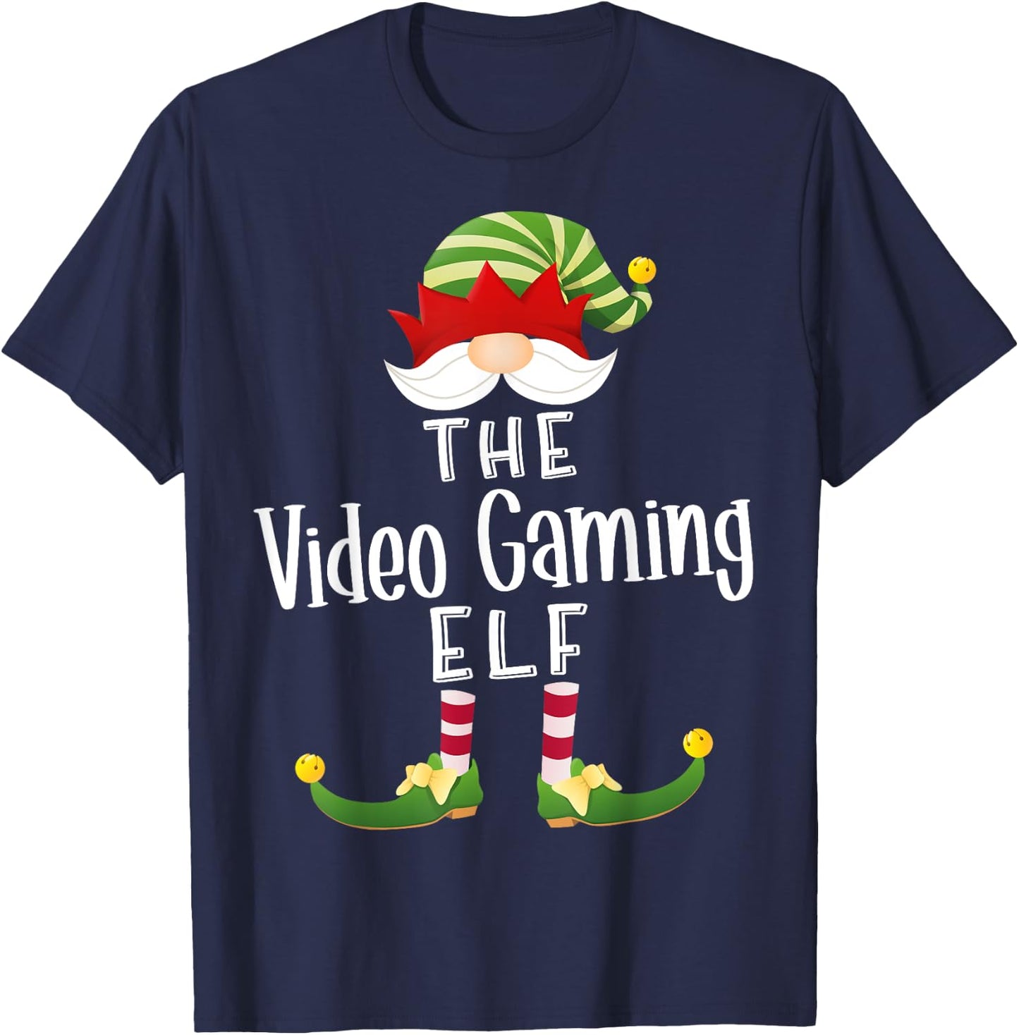 Video Gaming Elf Group Christmas Funny Pajama Party T-Shirt - T-Shirt | Navy