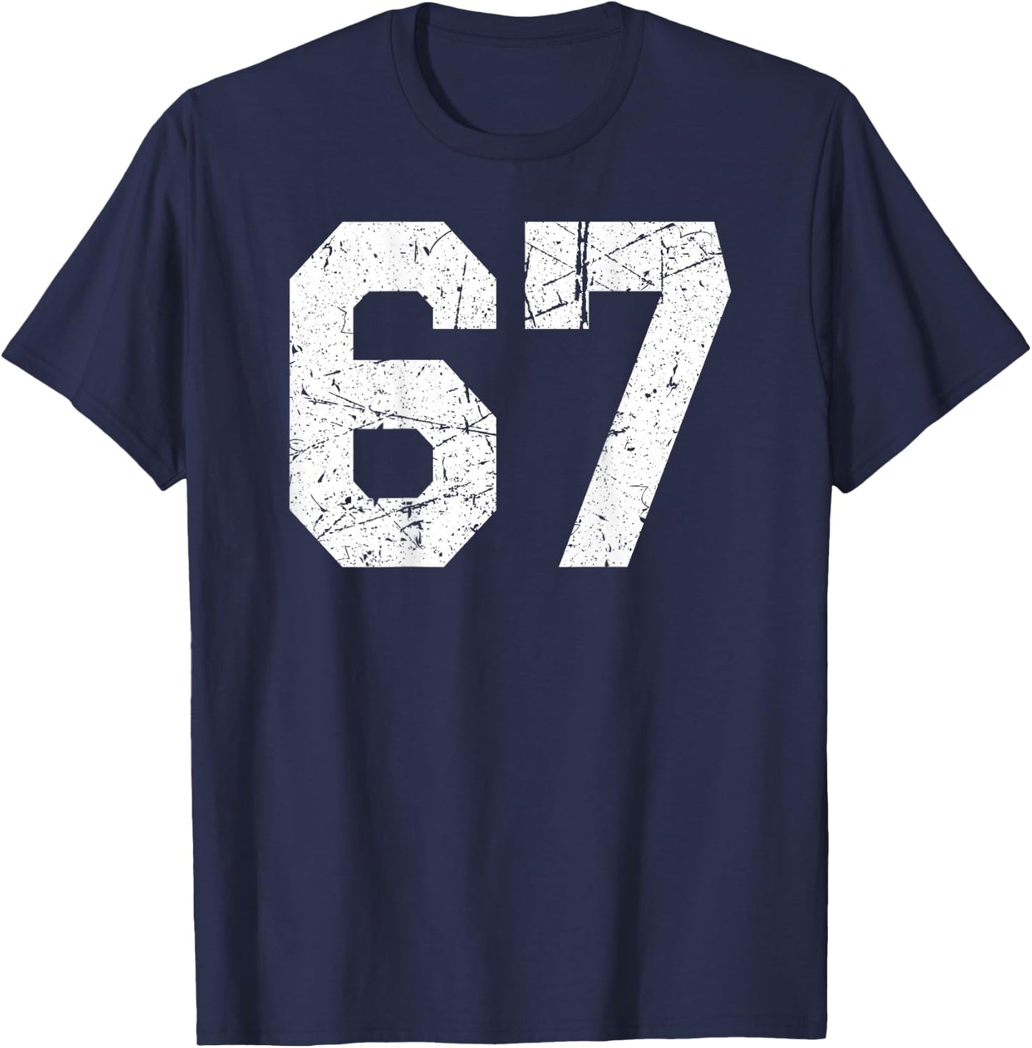 Number #67 Jersey Uniform Athletic Style Sports Graphic T-Shirt - T-Shirt | Navy