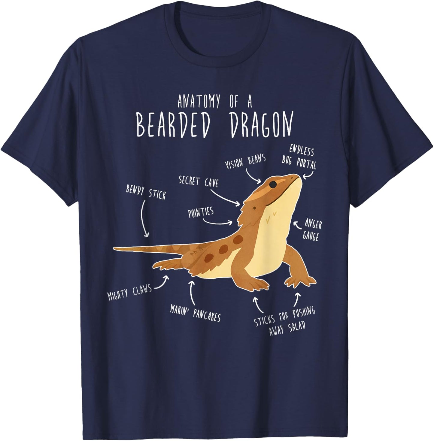 Anatomy of a Bearded Dragon Funny Pet Reptile Lizard Lover T-Shirt - T-Shirt | Navy